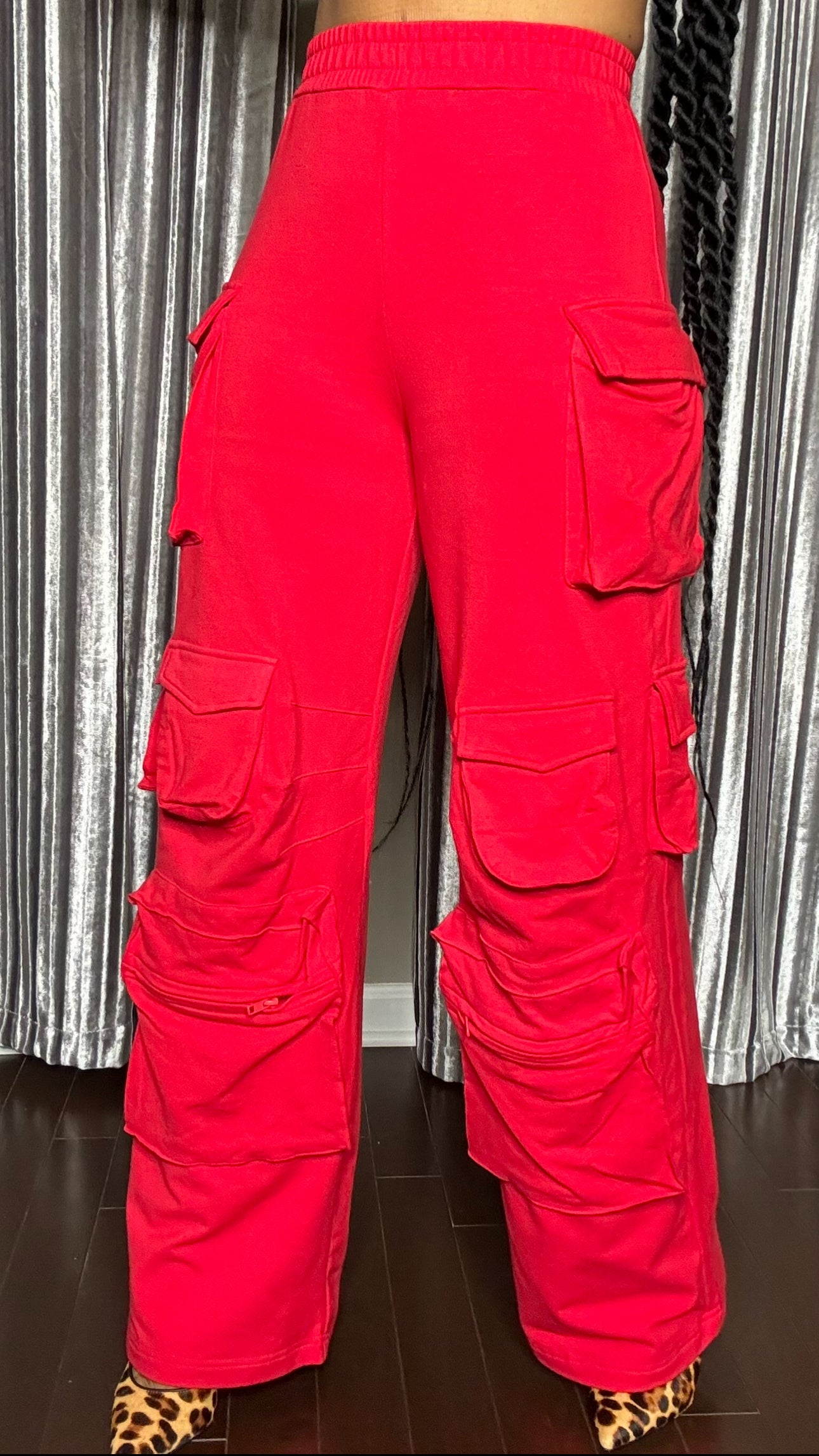 Emily Cargo Joggers (Red and Raspberry)