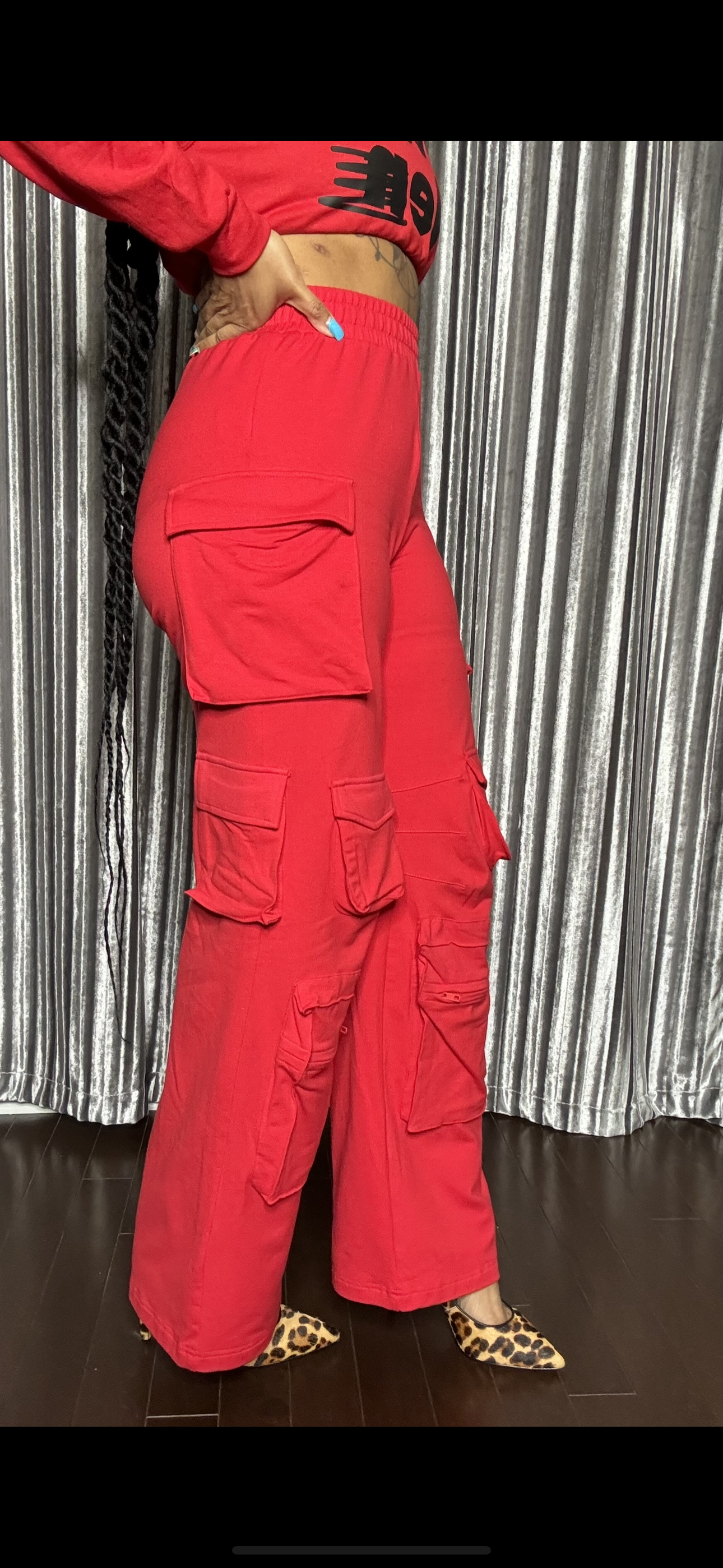 Emily Cargo Joggers (Red and Raspberry)
