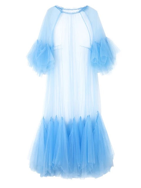 POPPIN Mesh and Tulle Sheer Dress (Available in Red, Black and Blue)