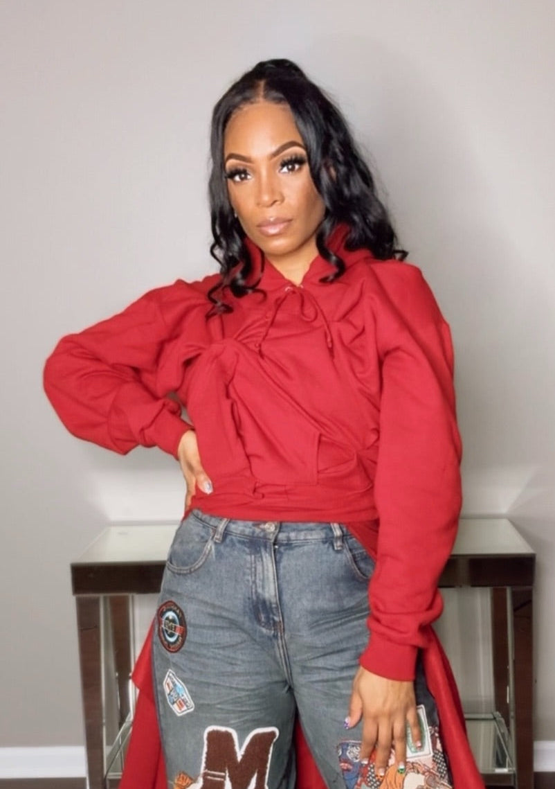 Ruched Luxe Hoodie with Tail (Assorted Colors)