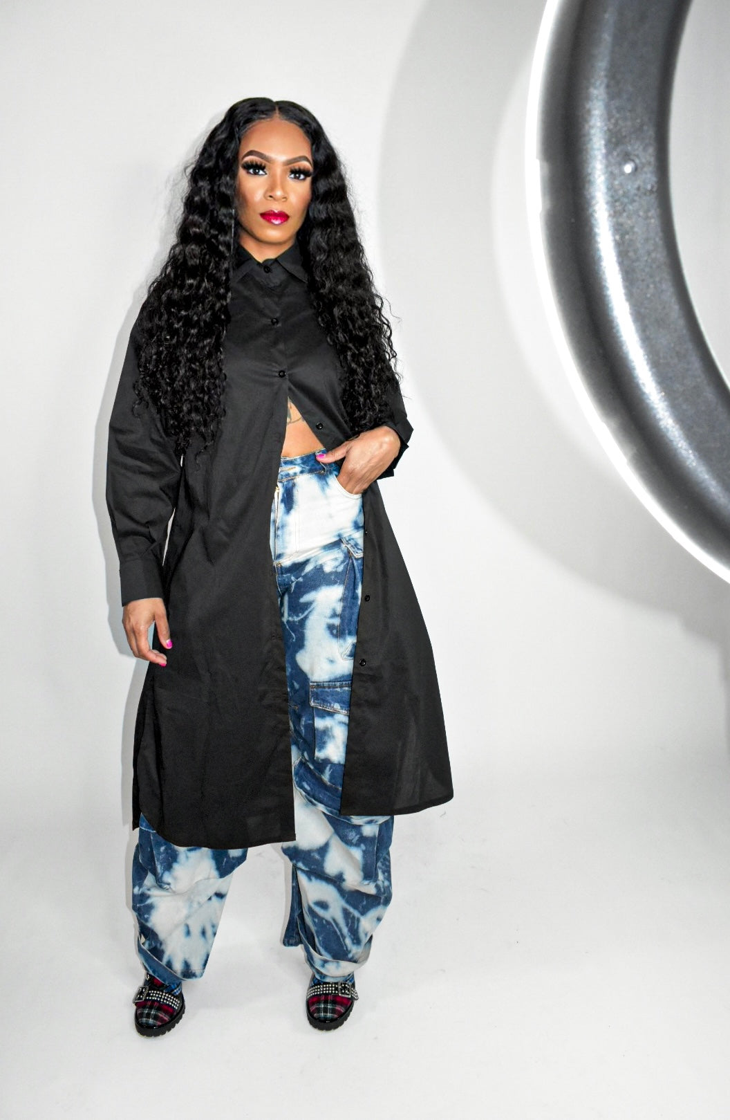 Nikki Oversized Button Up (Black or White)