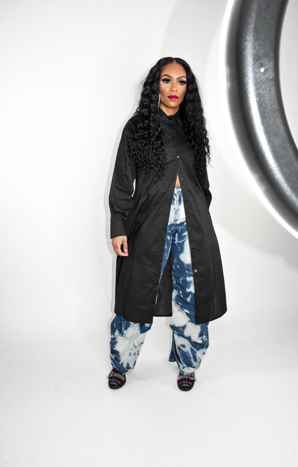 Nikki Oversized Button Up (Black or White)