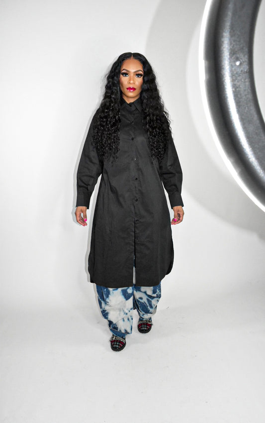 Nikki Oversized Button Up (Black or White)