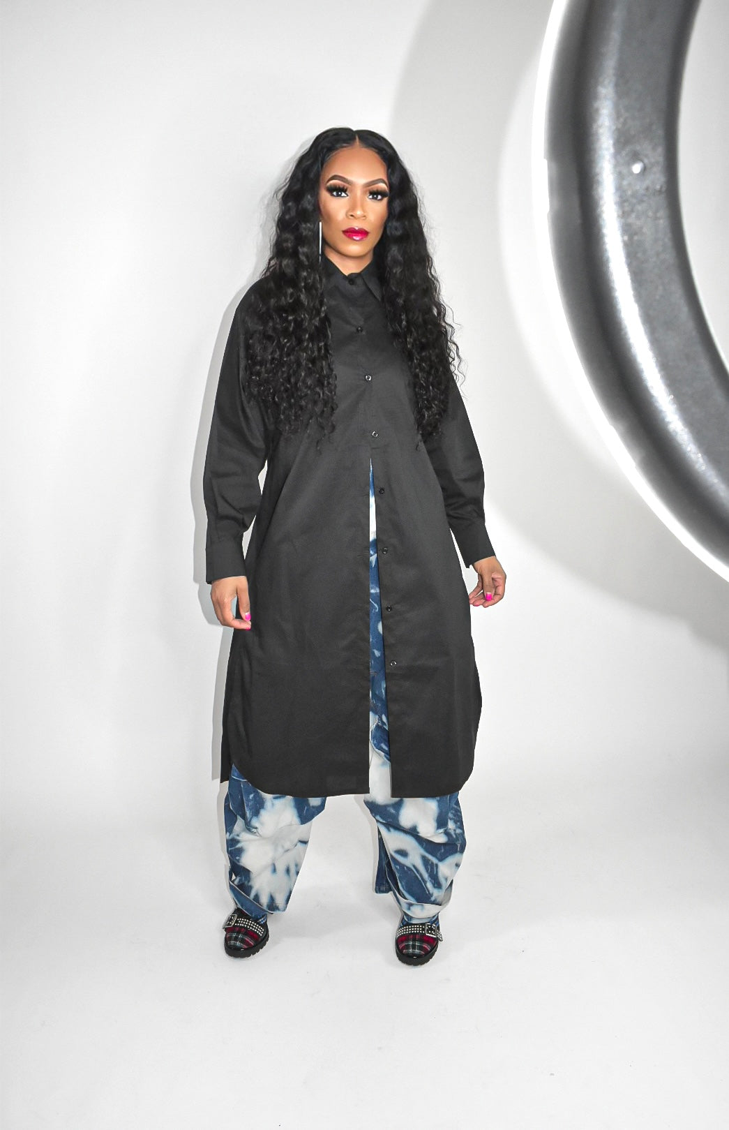 Nikki Oversized Button Up (Black or White)