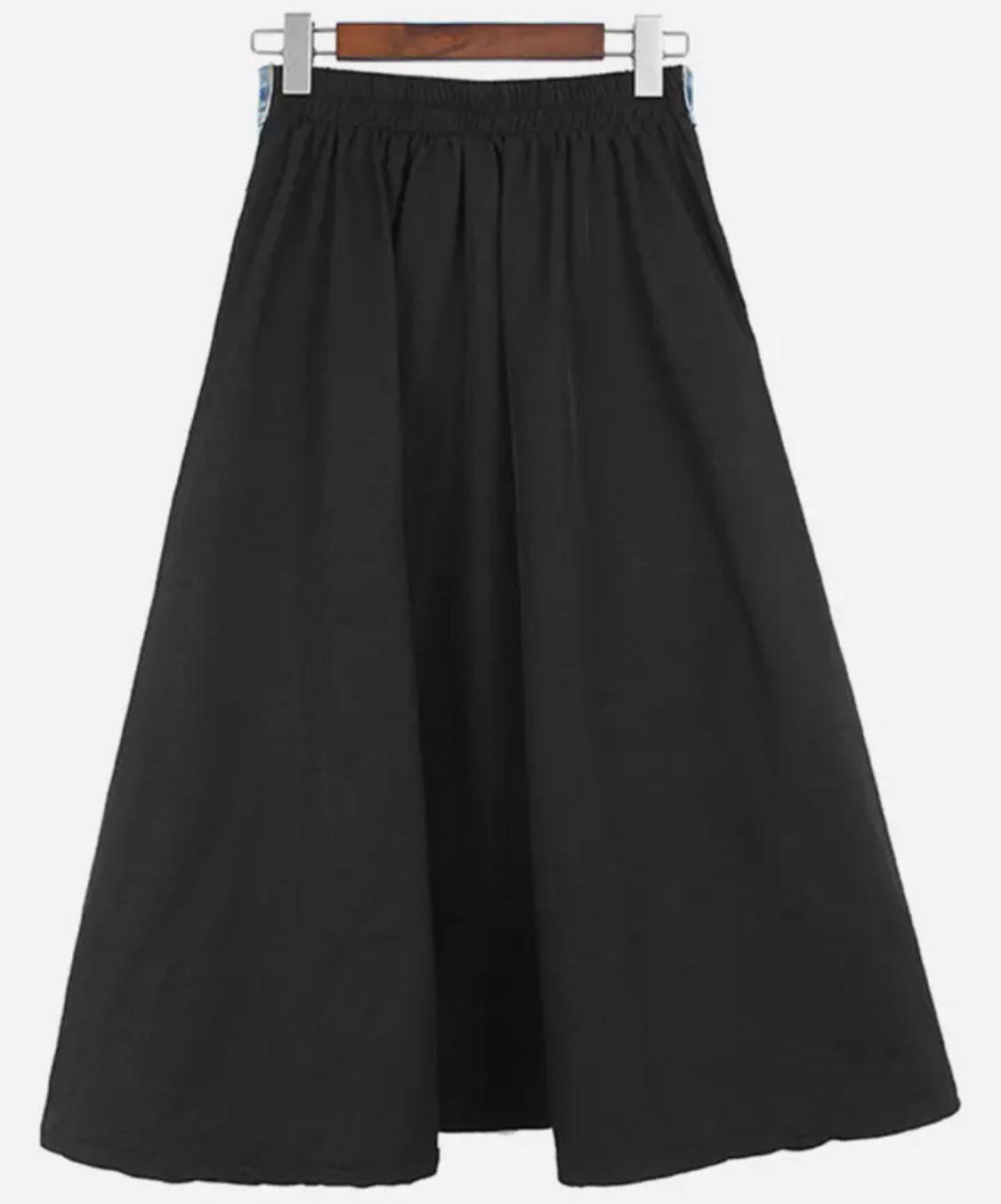 Laine Denim Waist A-Line Skirt (Black)
