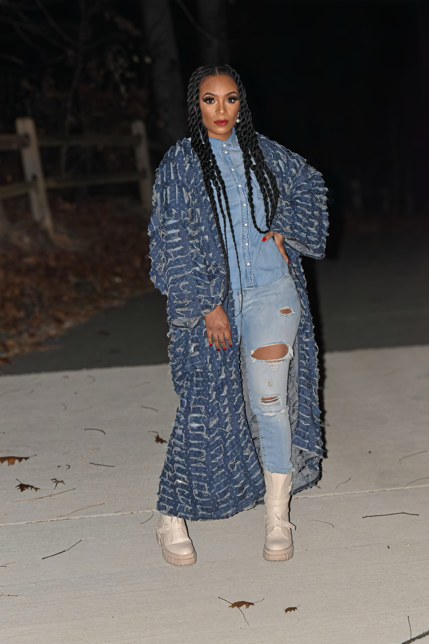Maddie Distressed Denim Cardigan