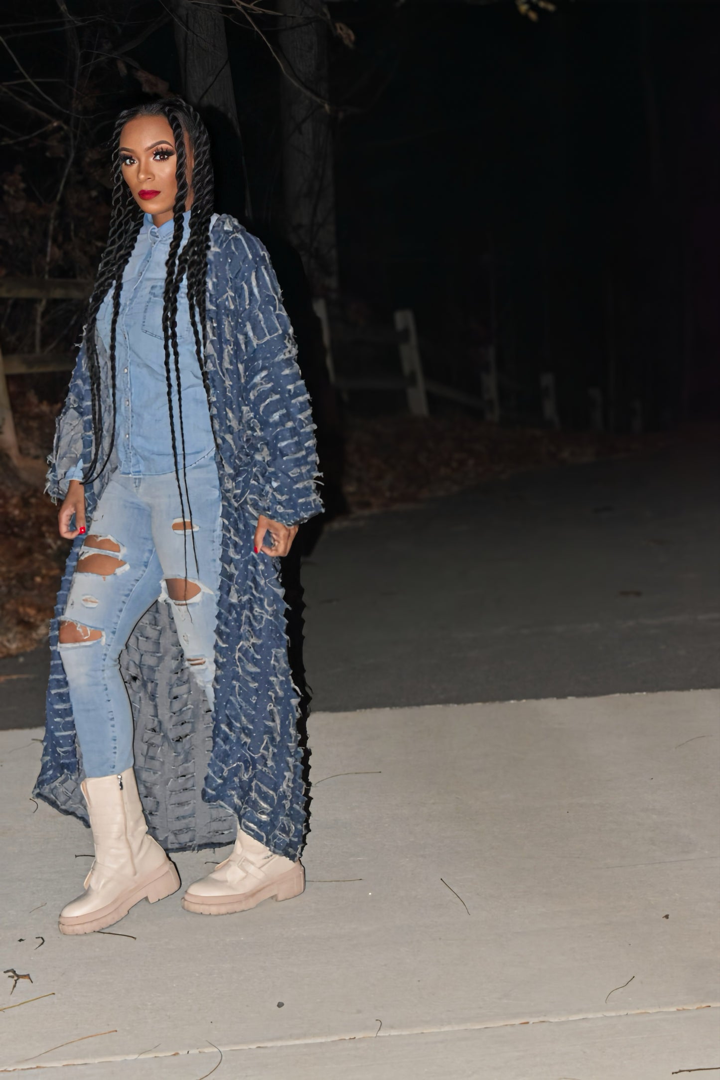 Maddie Distressed Denim Cardigan