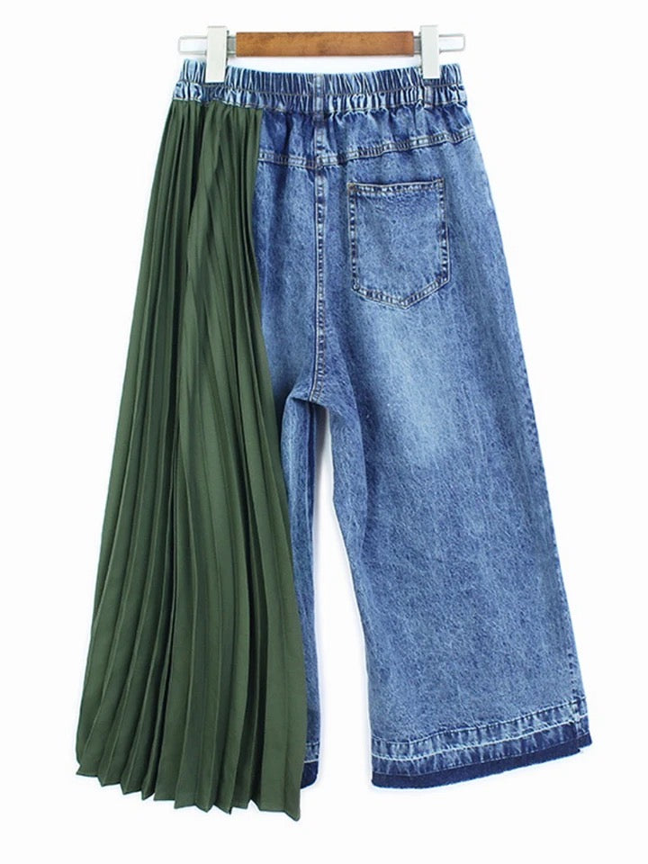 Pressure Denim and Pleated Capri Jeans