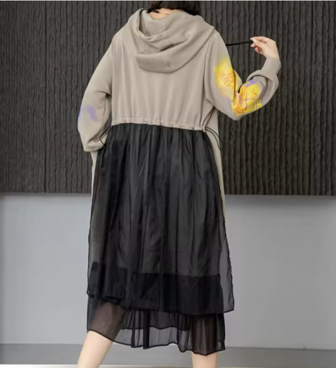 Neo Abstract Hooded Dress