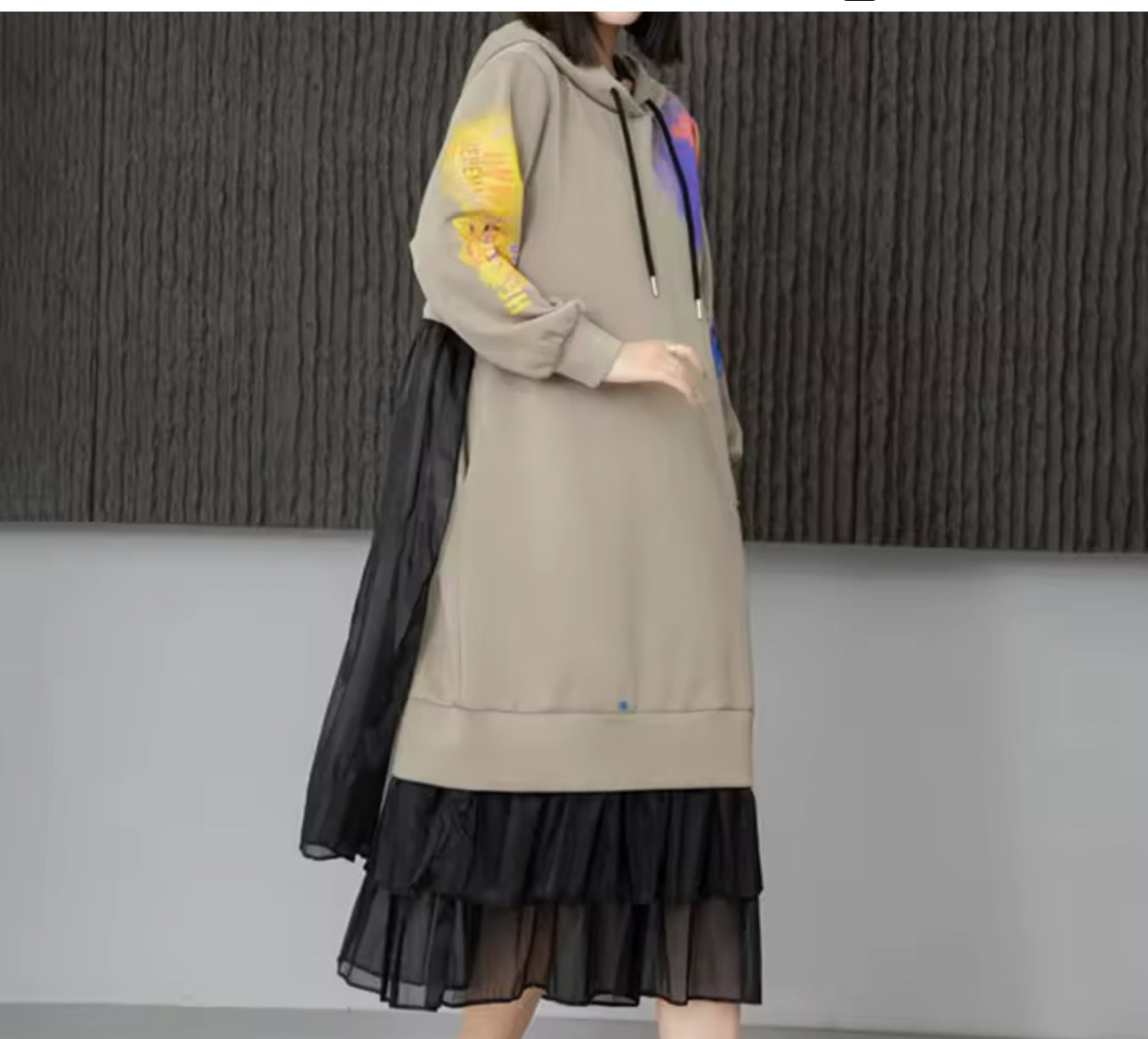 Neo Abstract Hooded Dress