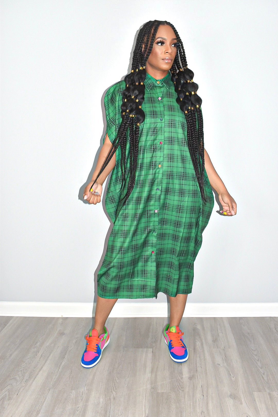 Paula Plaid Cape Dress