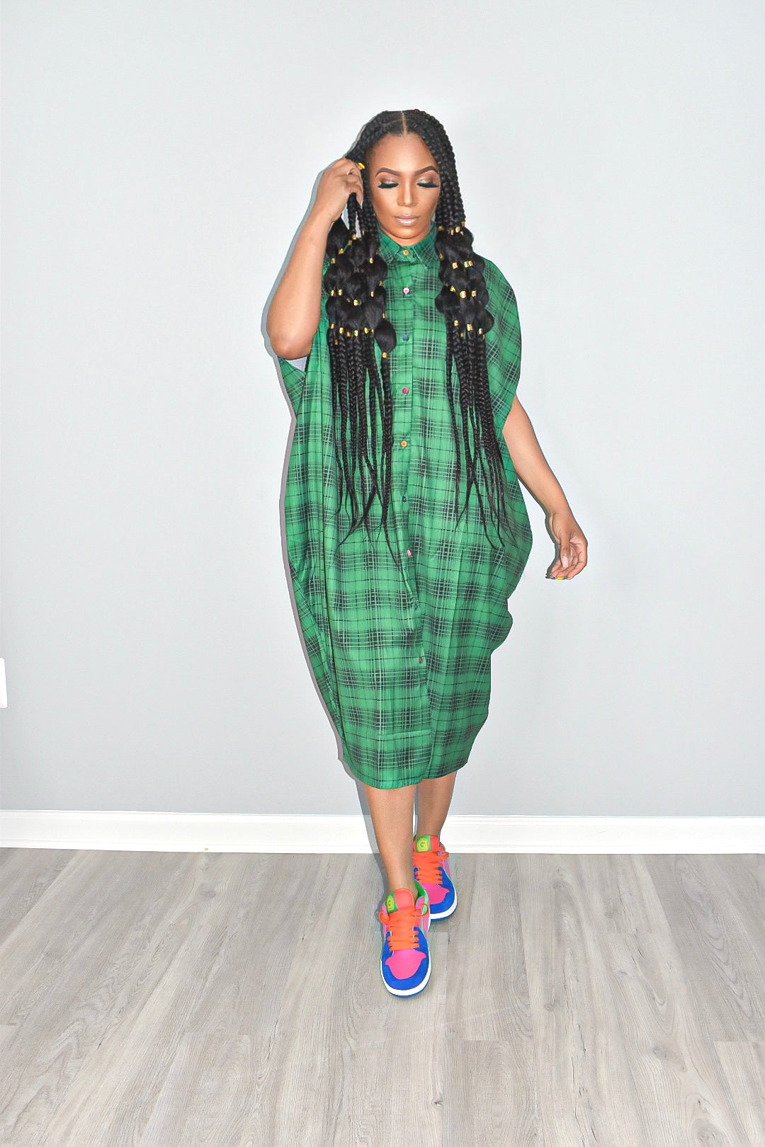 Paula Plaid Cape Dress