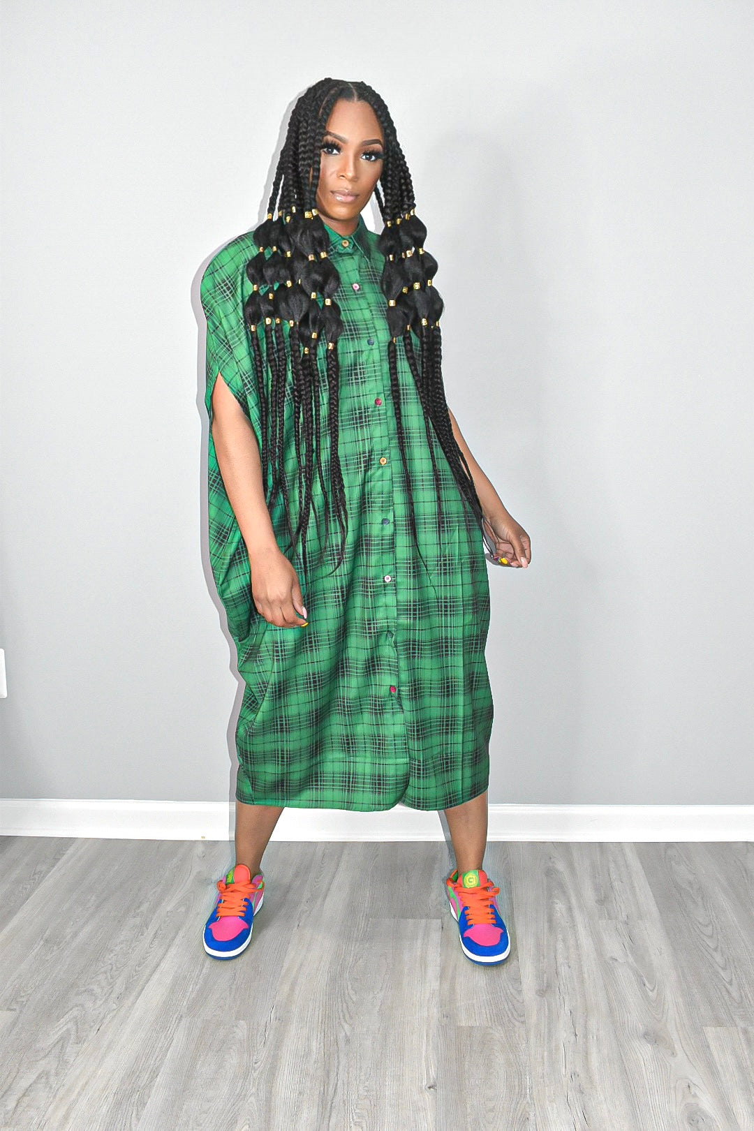 Paula Plaid Cape Dress
