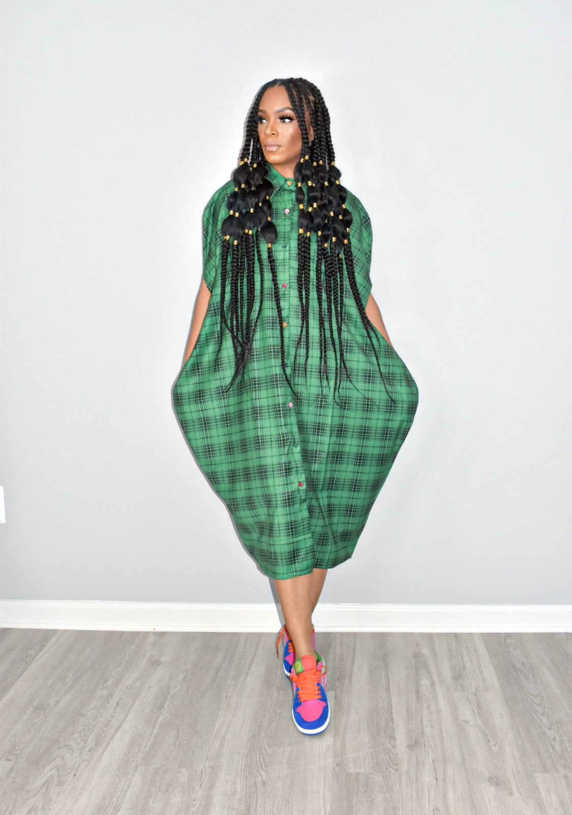 Paula Plaid Cape Dress