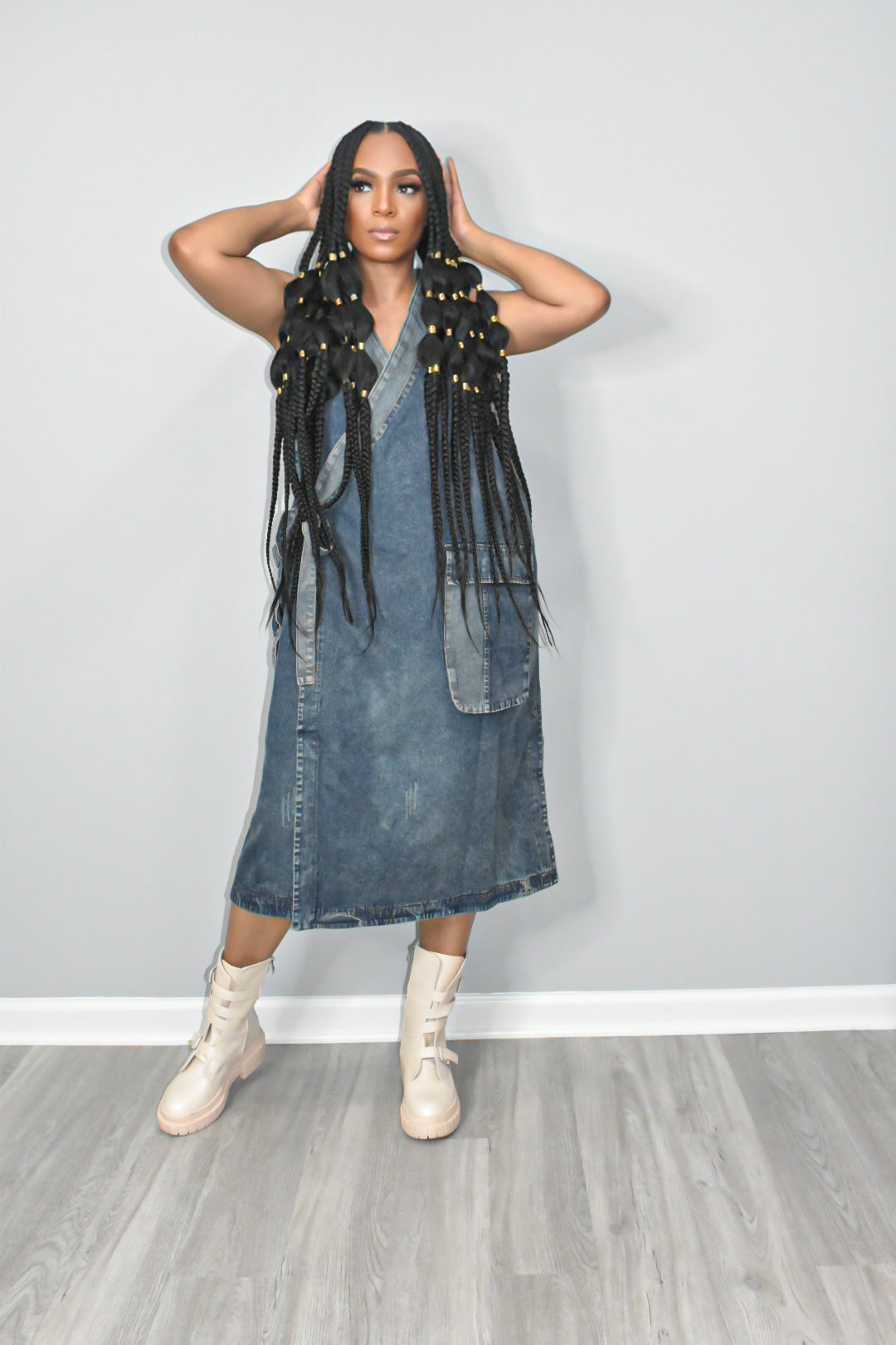Cameo Wrapped Denim Dress