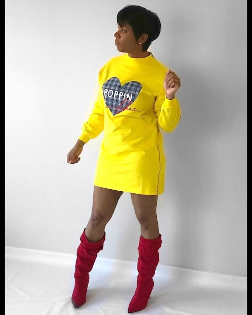I “HEART” Plaid POPPIN Yellow Dress