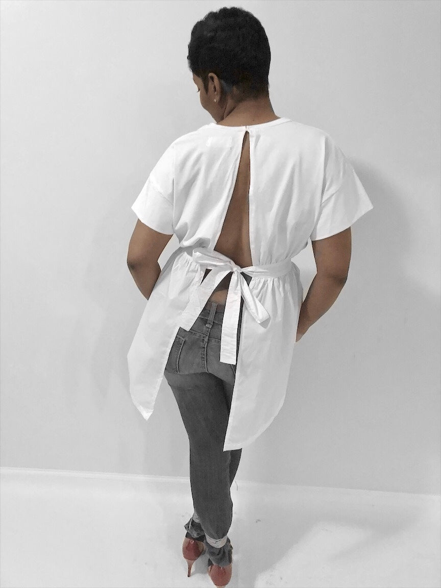 Blanco Open Back Peplum Top