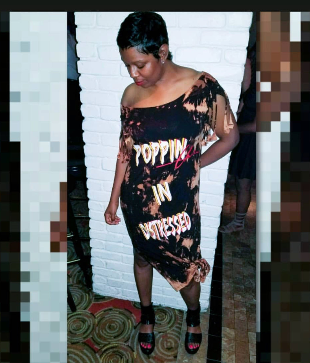 Custom POPPIN in Distressed T-shirt Dress
