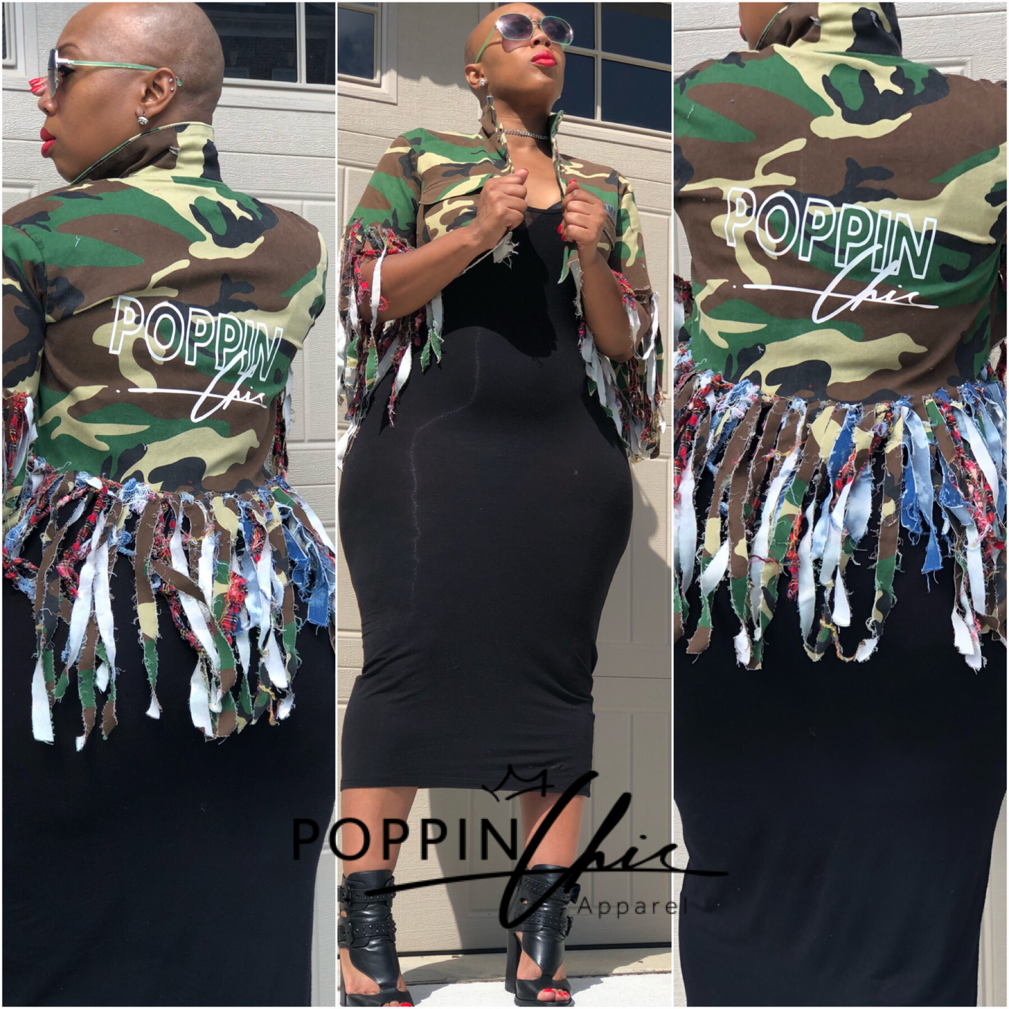 Custom Camo Fringe Crop Jacket