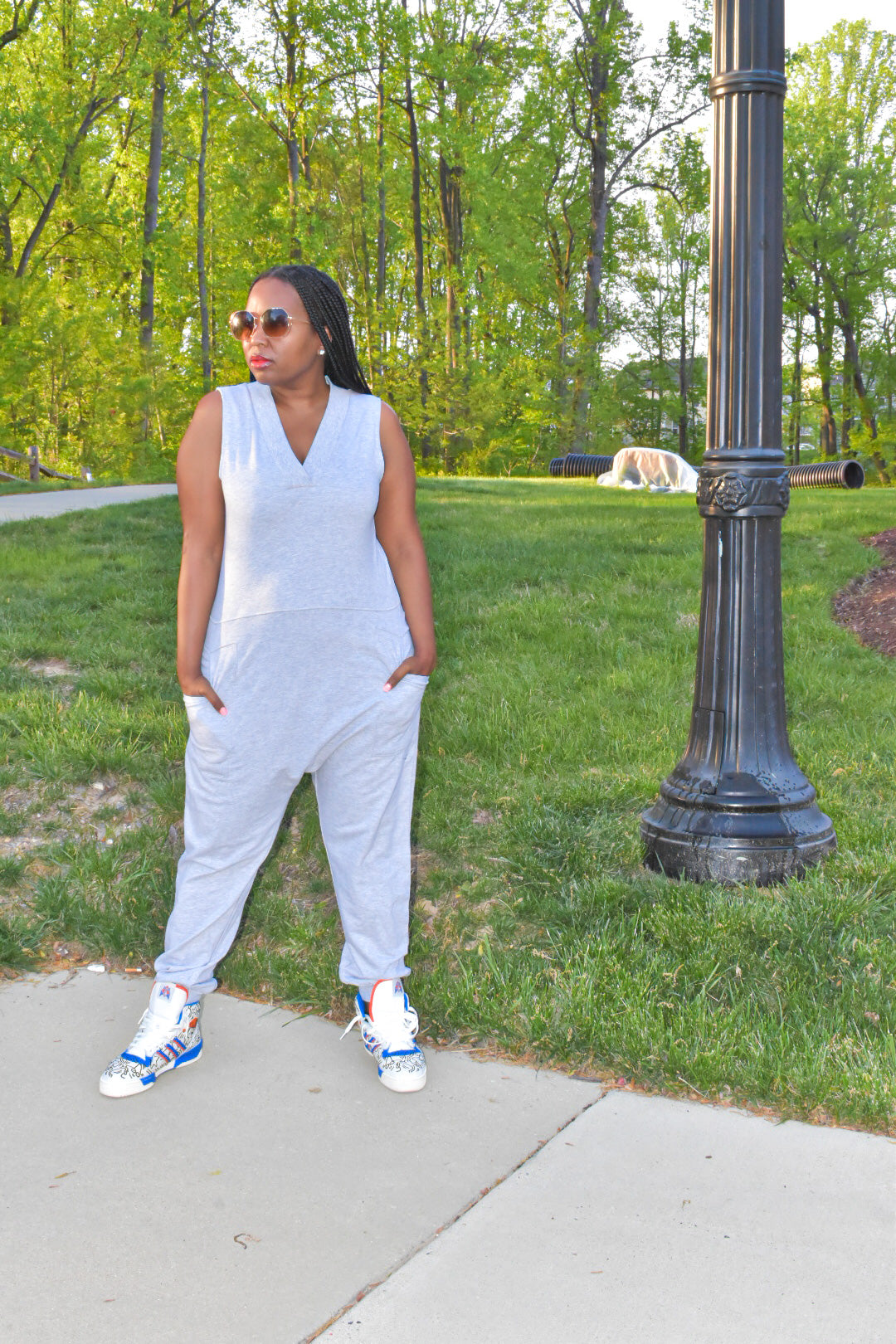 Grey Sleeveless Harem Jumpsuit