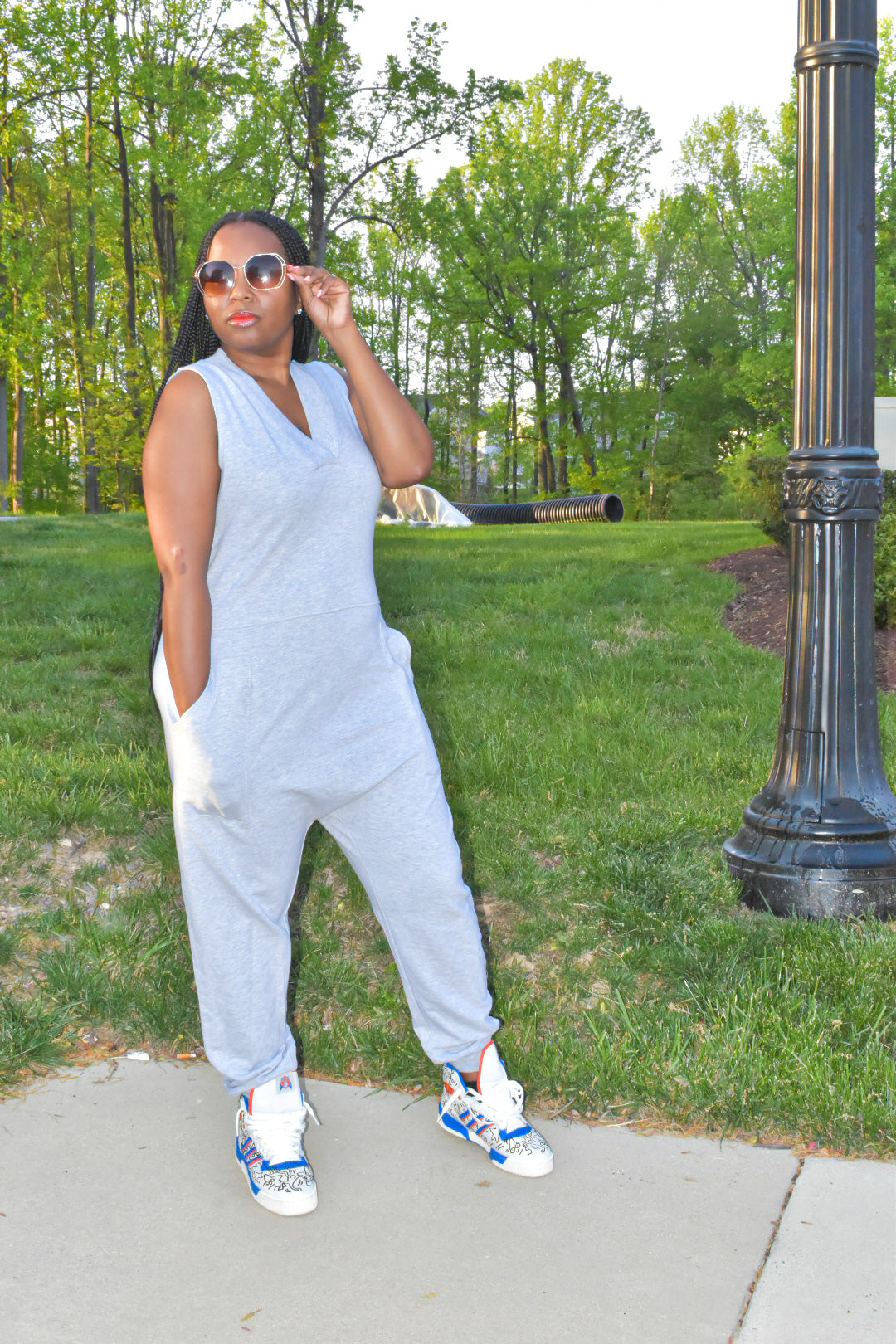 Grey Sleeveless Harem Jumpsuit