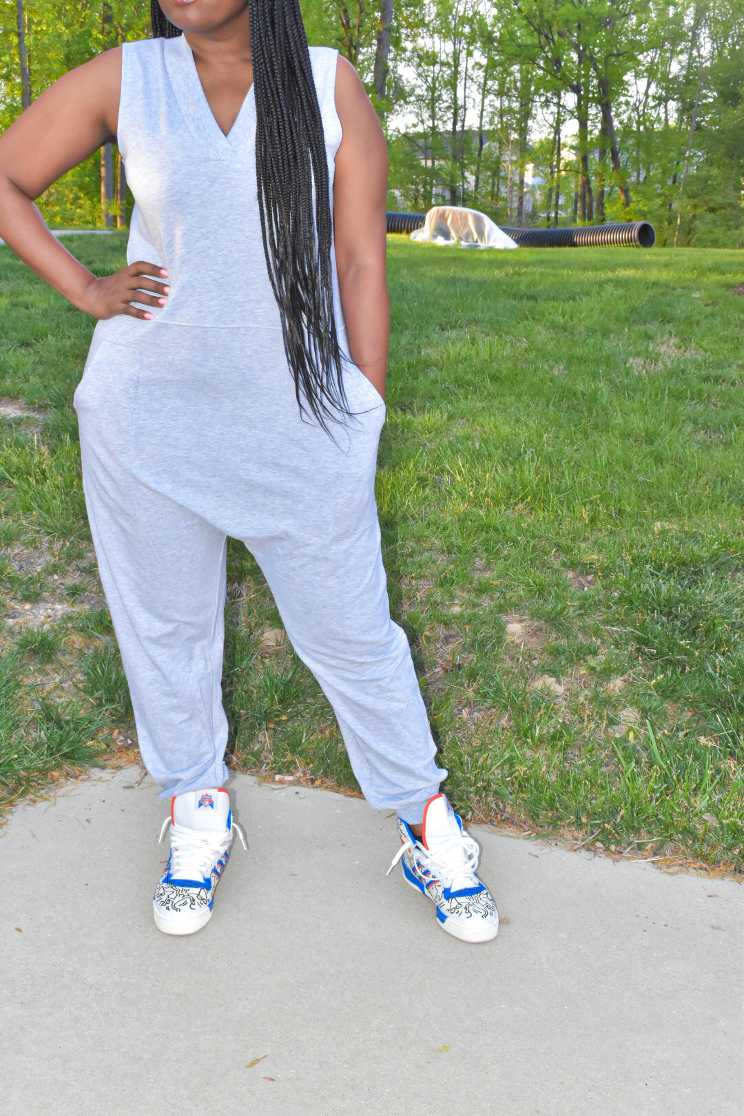 Grey Sleeveless Harem Jumpsuit