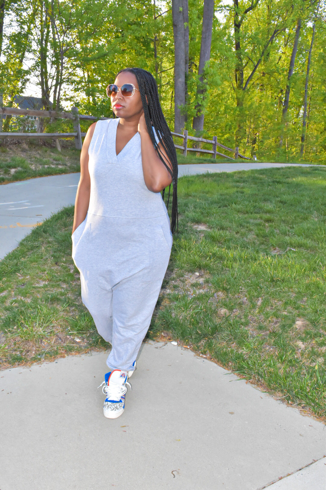 Grey Sleeveless Harem Jumpsuit