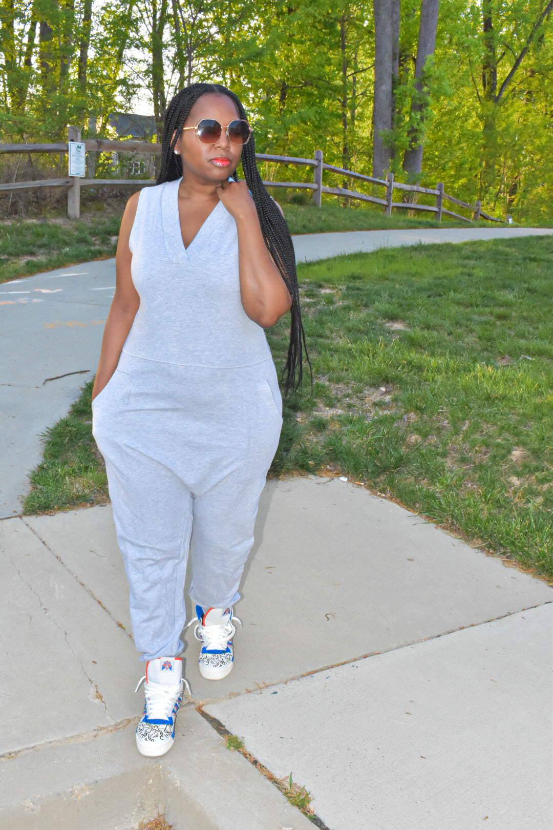 Grey Sleeveless Harem Jumpsuit
