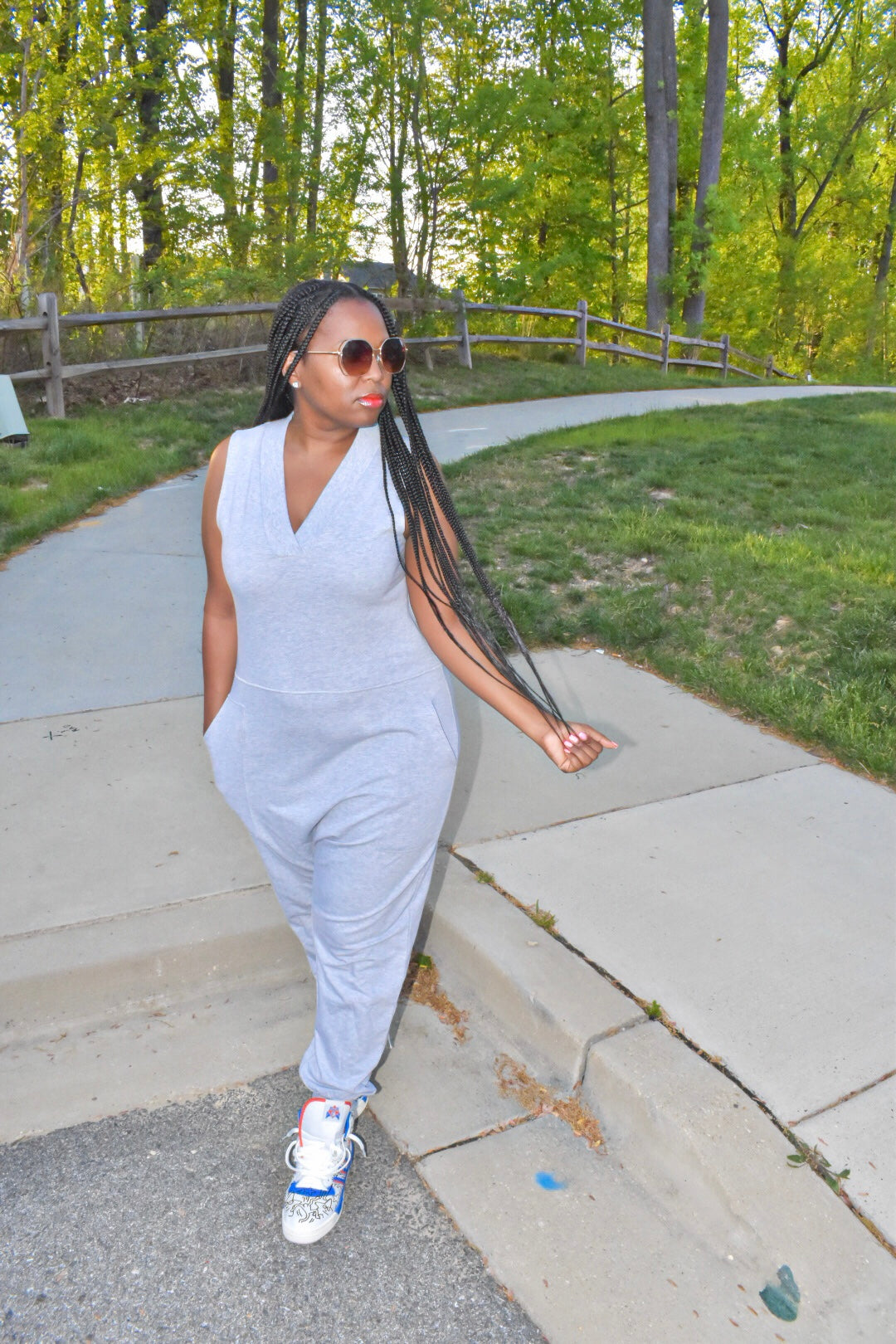 Grey Sleeveless Harem Jumpsuit