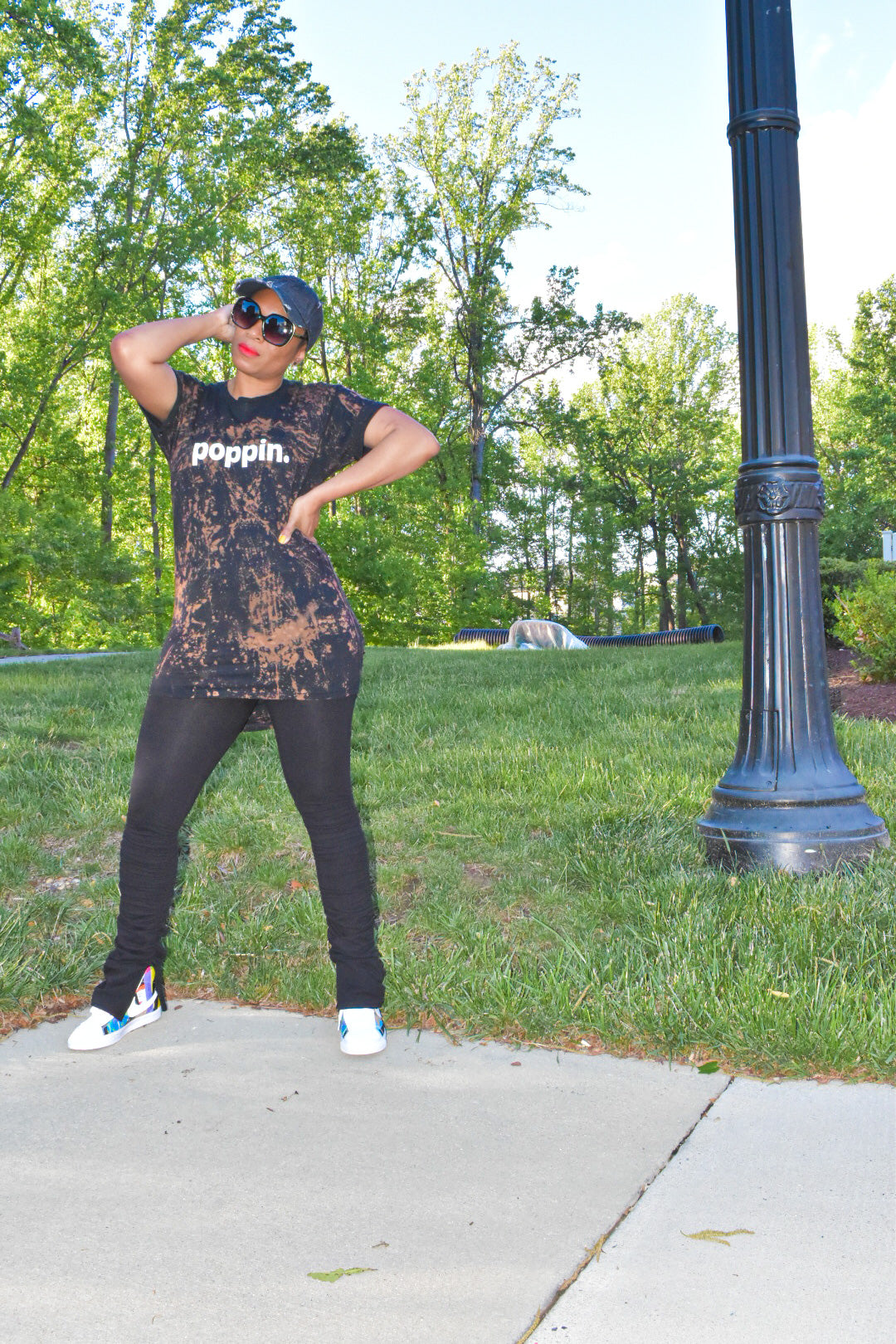 Black POPPIN Ruched Pants