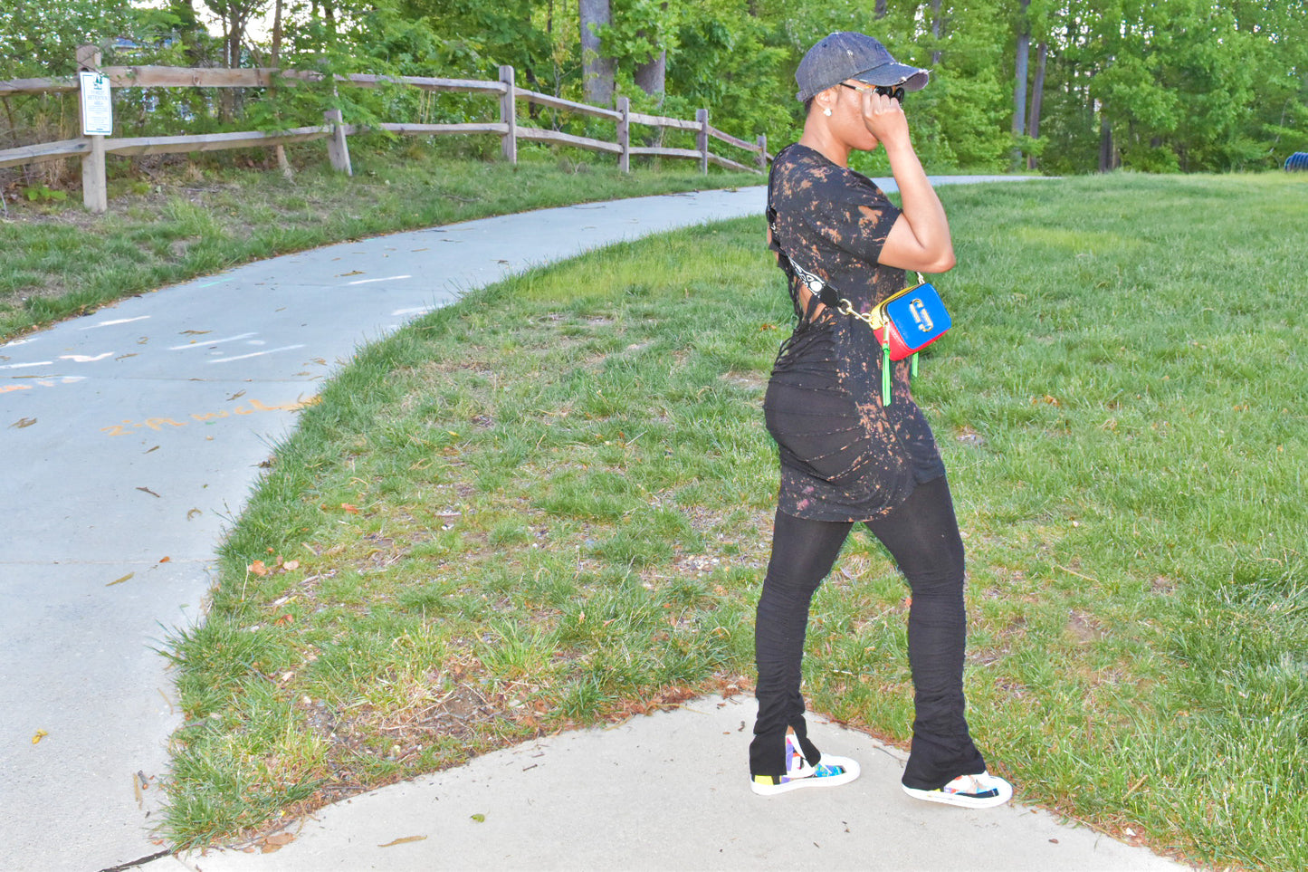 Black POPPIN Ruched Pants