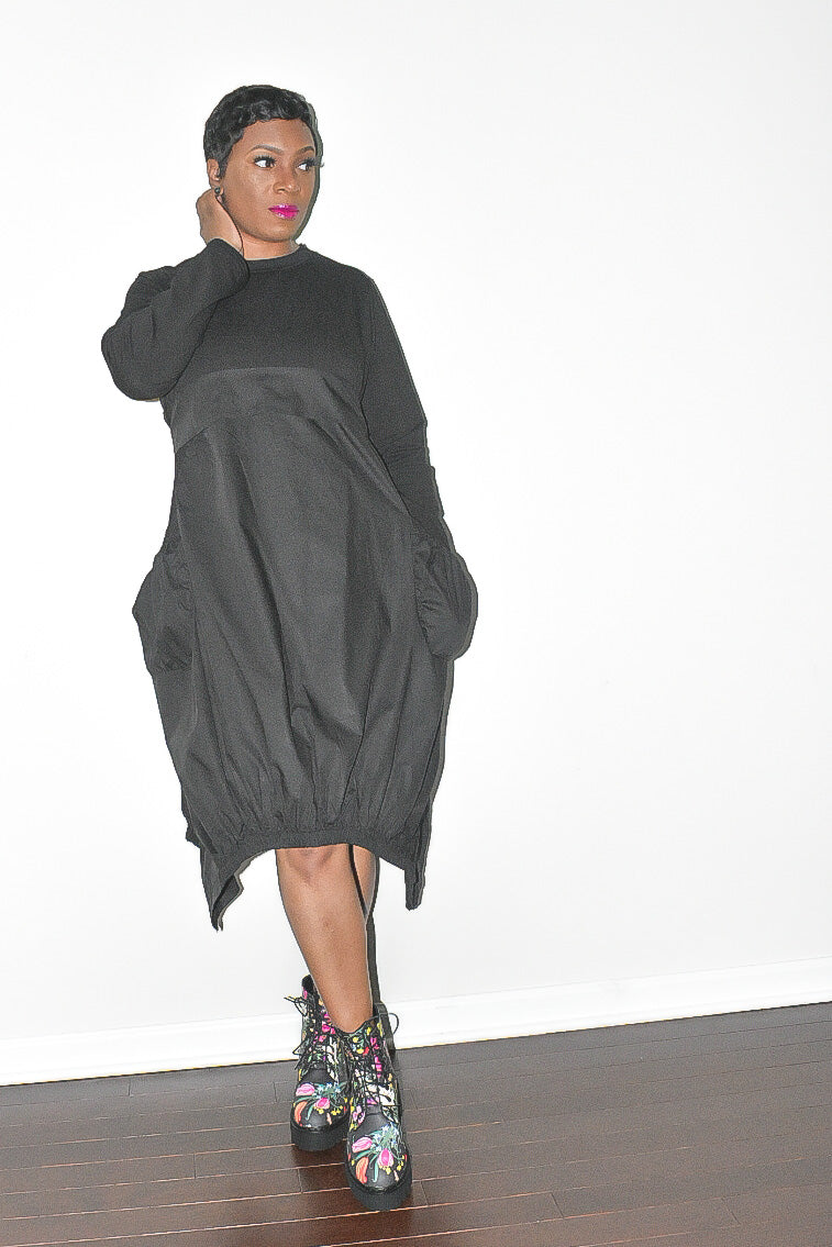 Irregular Loose Fit Long Sleeved Dress