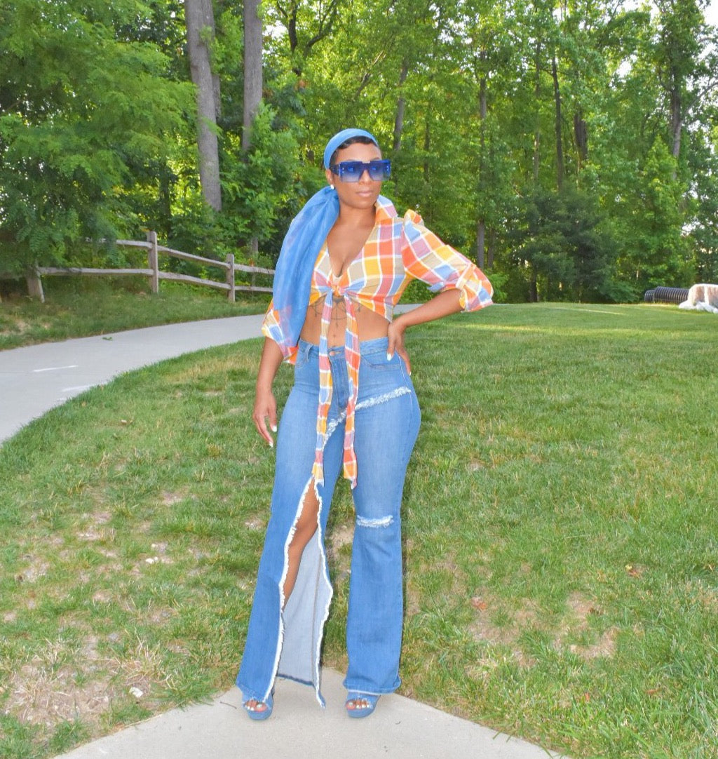 Mia Puffed Shoulder Wrap Shirt