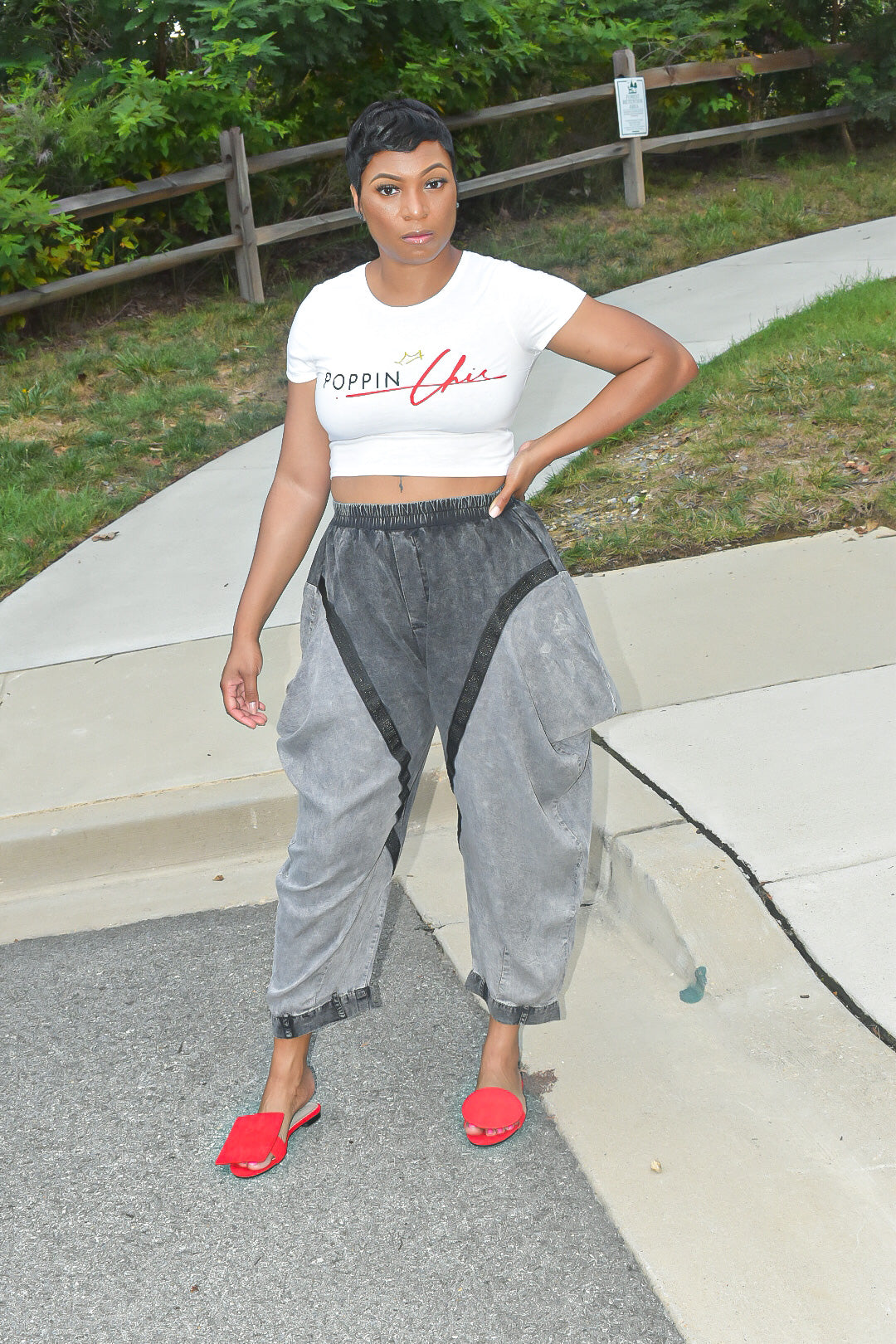 POPPIN High Waist Wing Pants