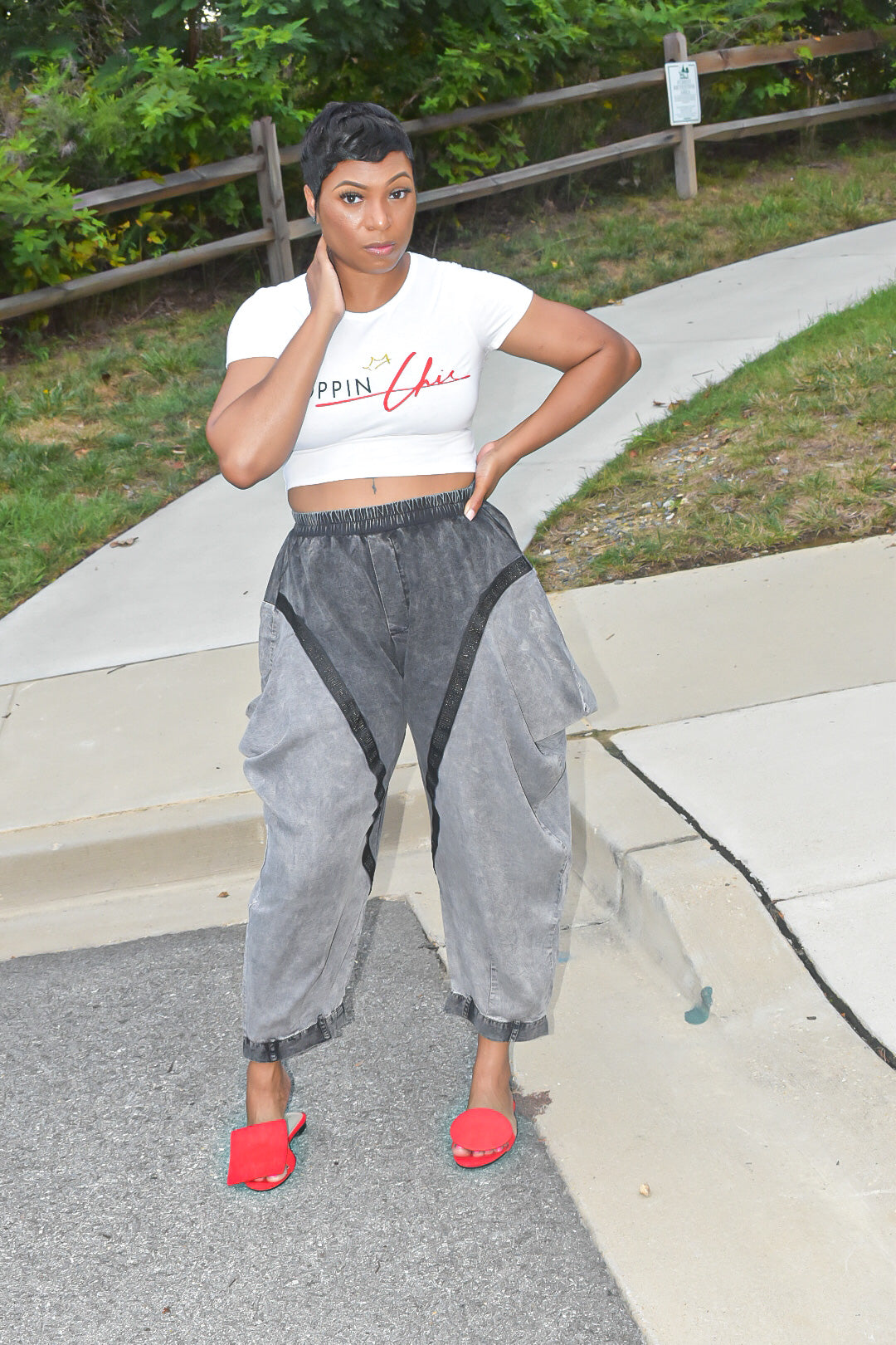 POPPIN High Waist Wing Pants