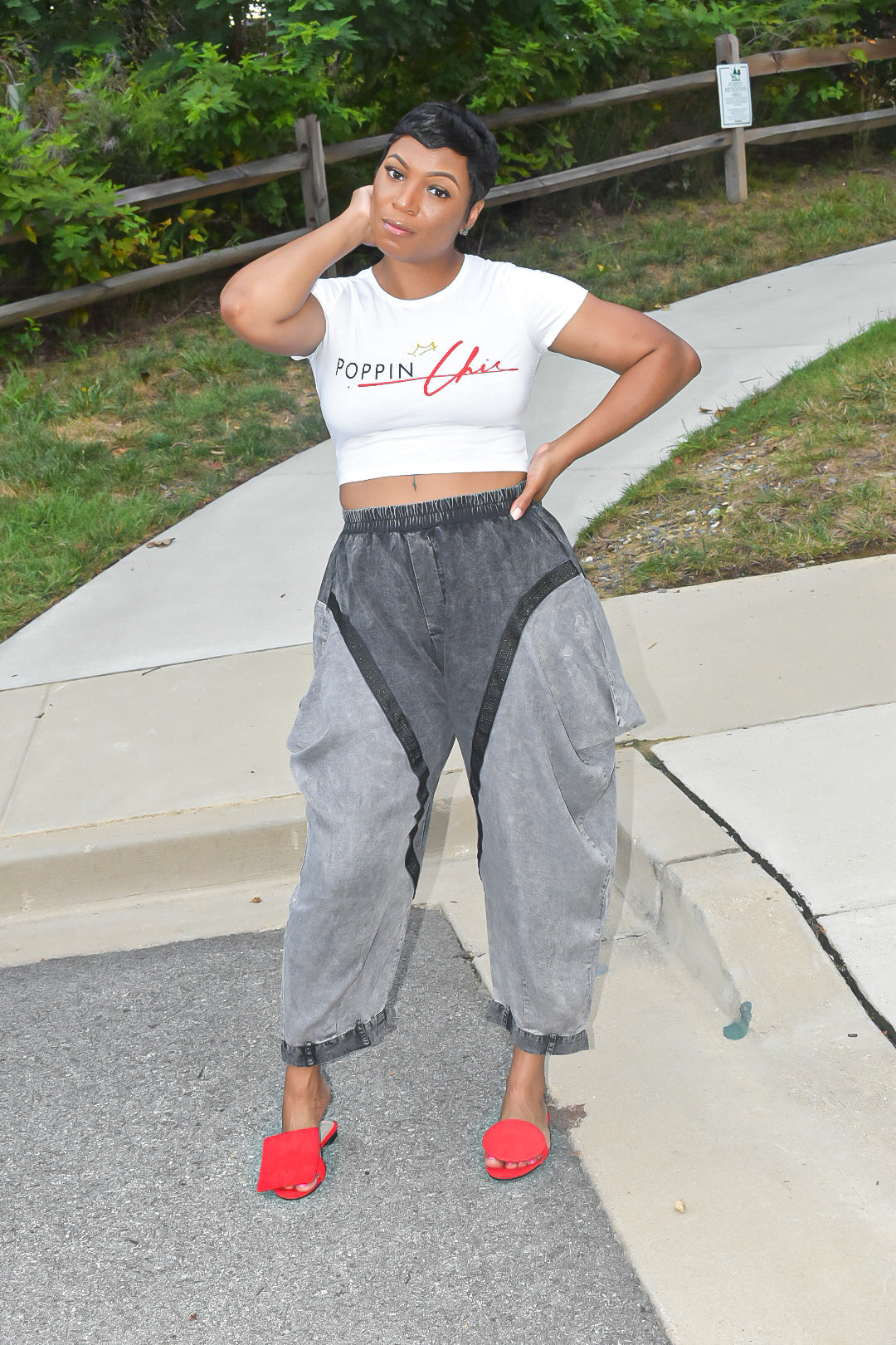 POPPIN High Waist Wing Pants