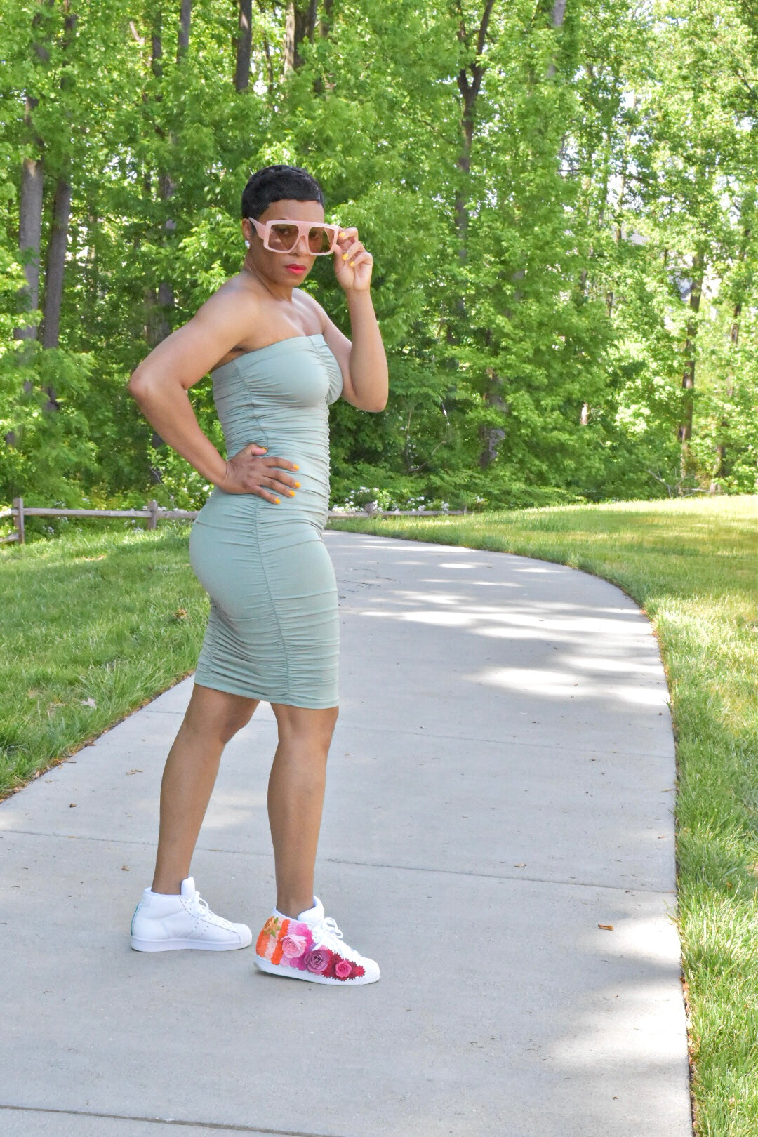 Mint Ruched Bodycon Tube Dress