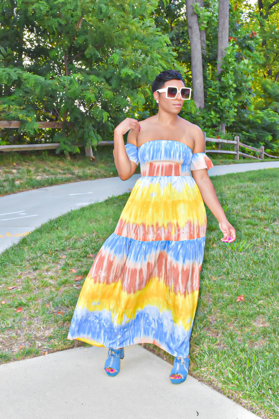 Alaina Tie Dye Tiered Maxi Dress