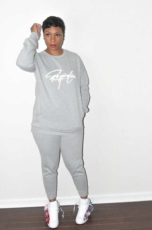 POPPIN Grey Sweatsuit with Reflective Logo