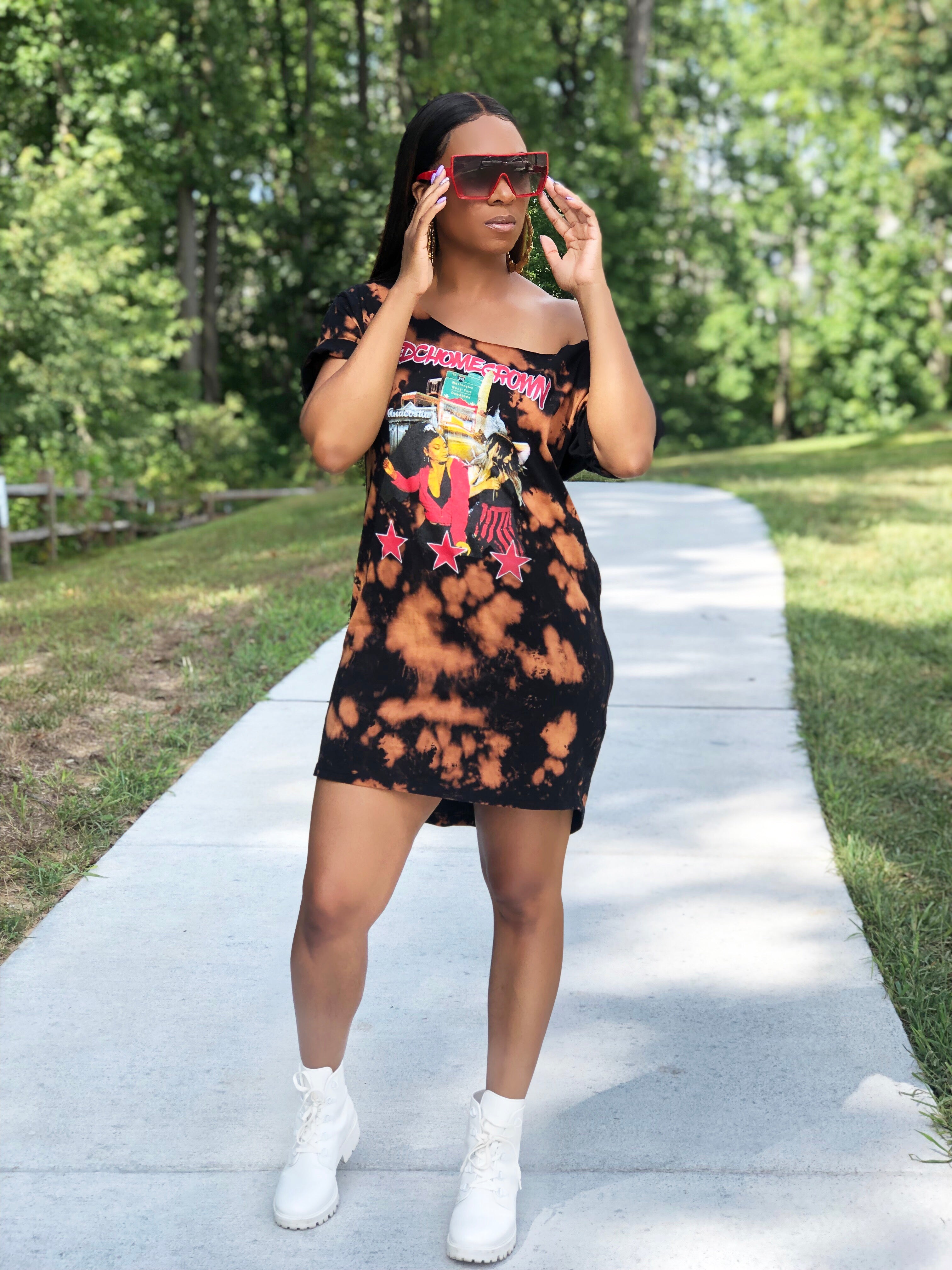 bleached t shirt dress DC Homegrown Bleached T-Shirt Dress – POPPIN Chic Apparel