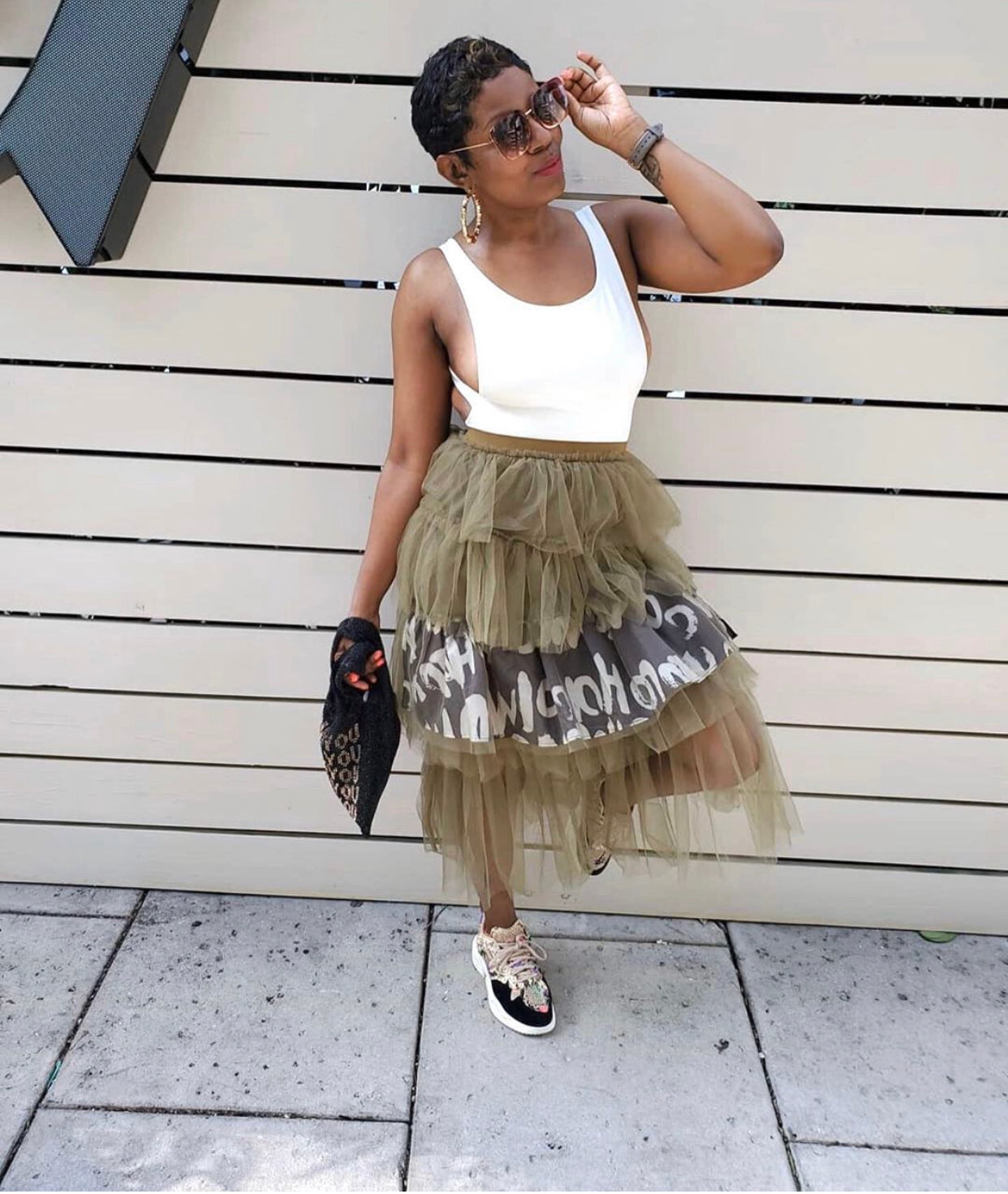 Green POPPIN Graffit Tulle Skirt