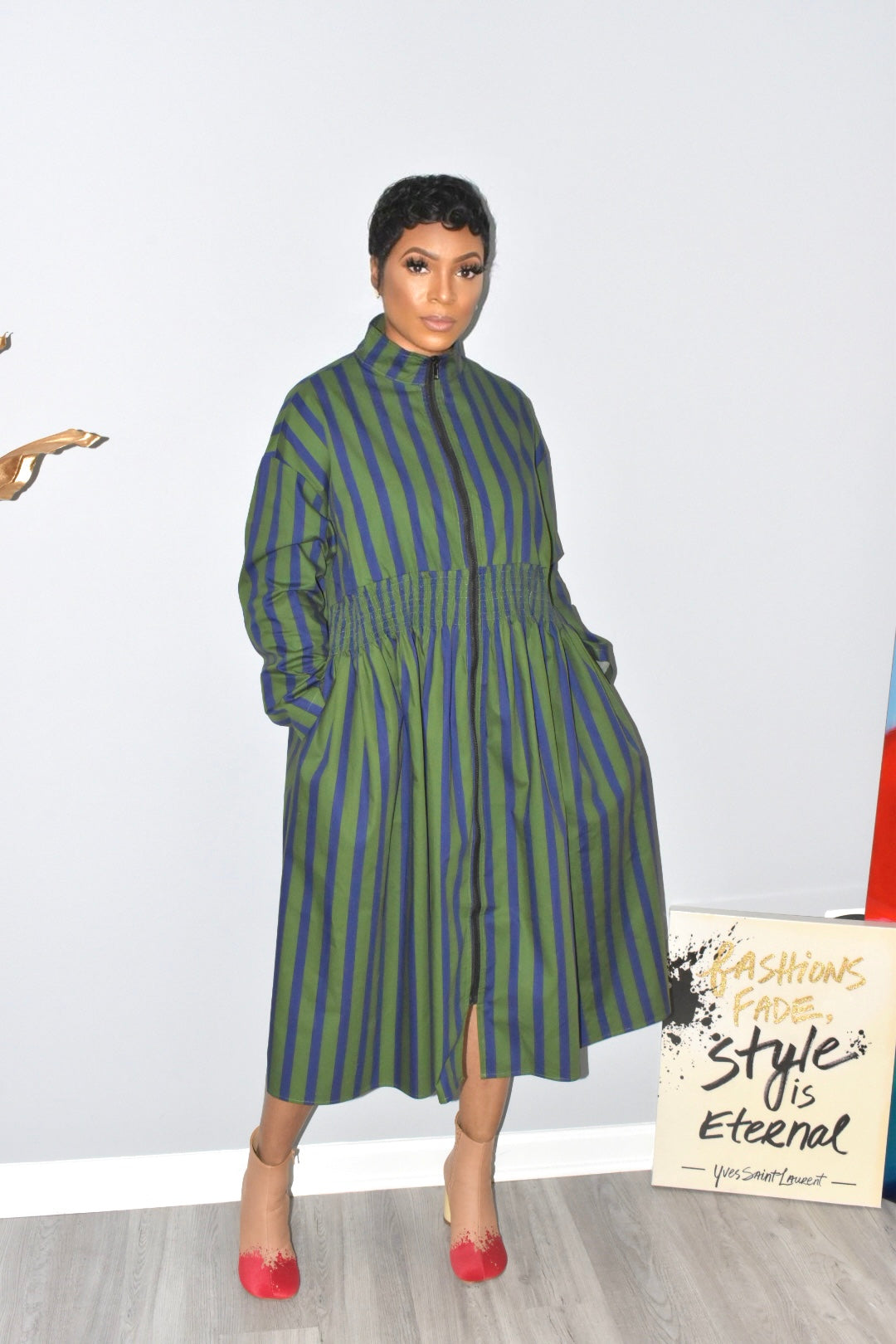Sia Striped Zipper Dress
