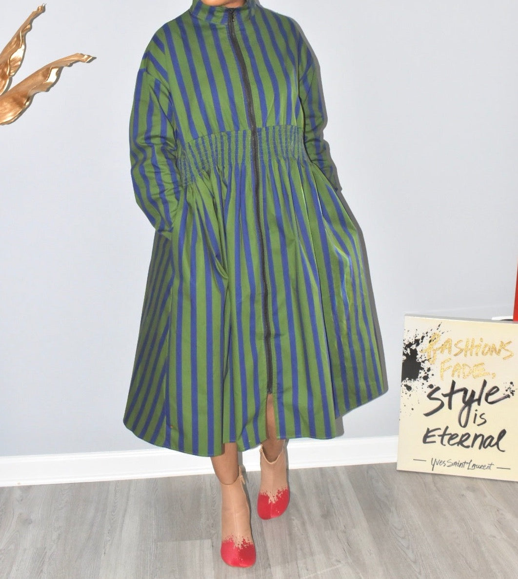 Sia Striped Zipper Dress