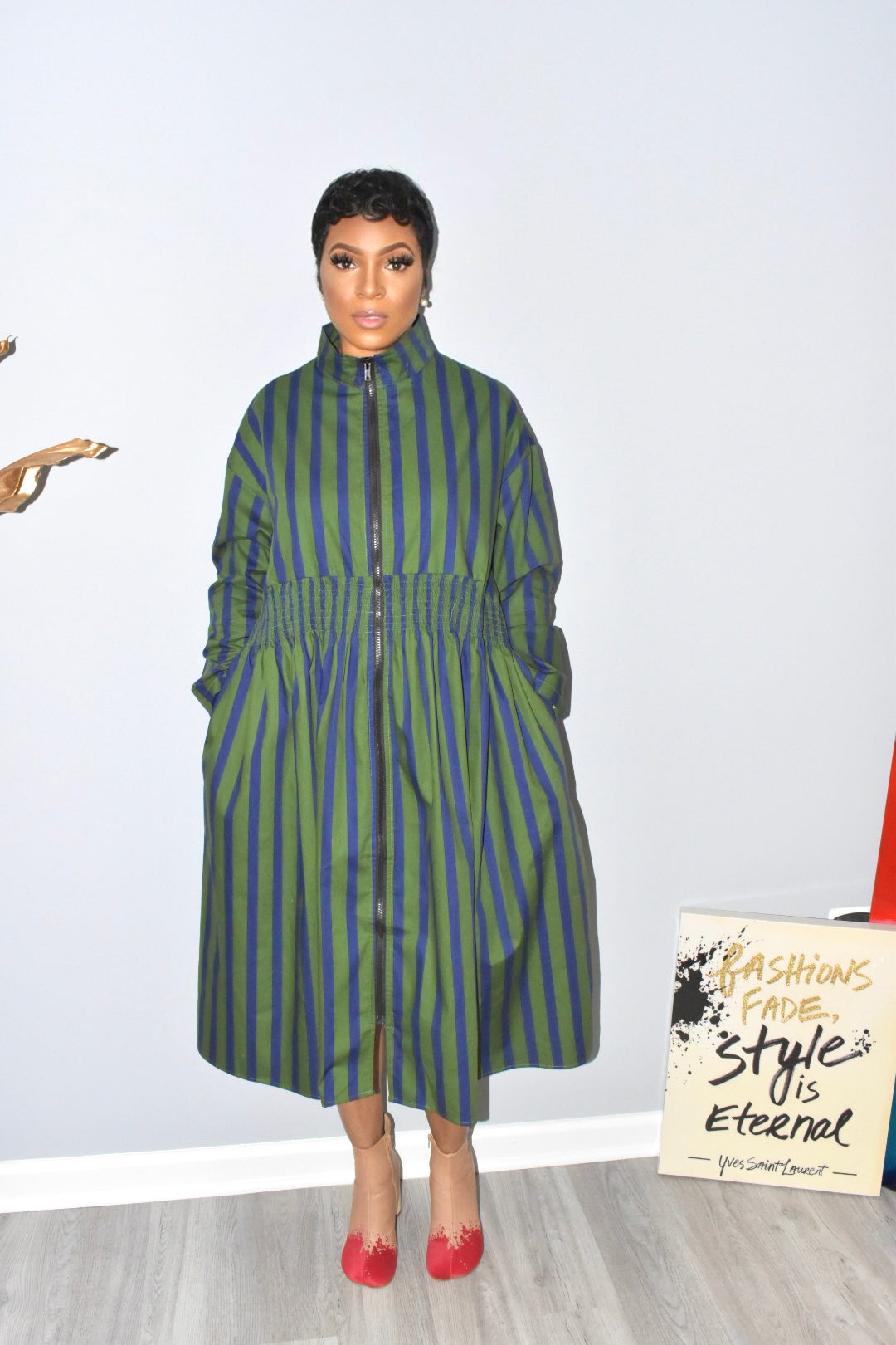 Sia Striped Zipper Dress