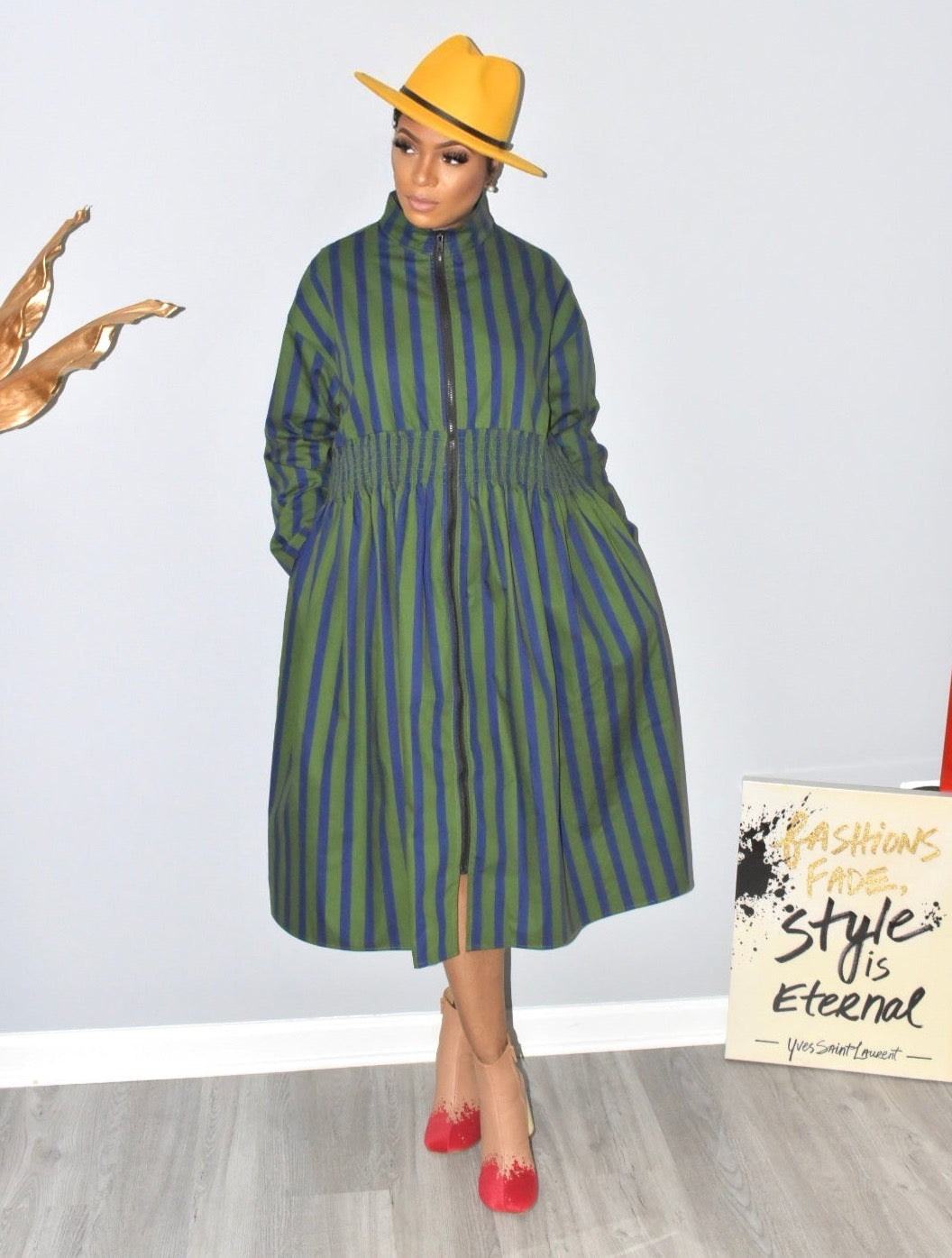 Sia Striped Zipper Dress
