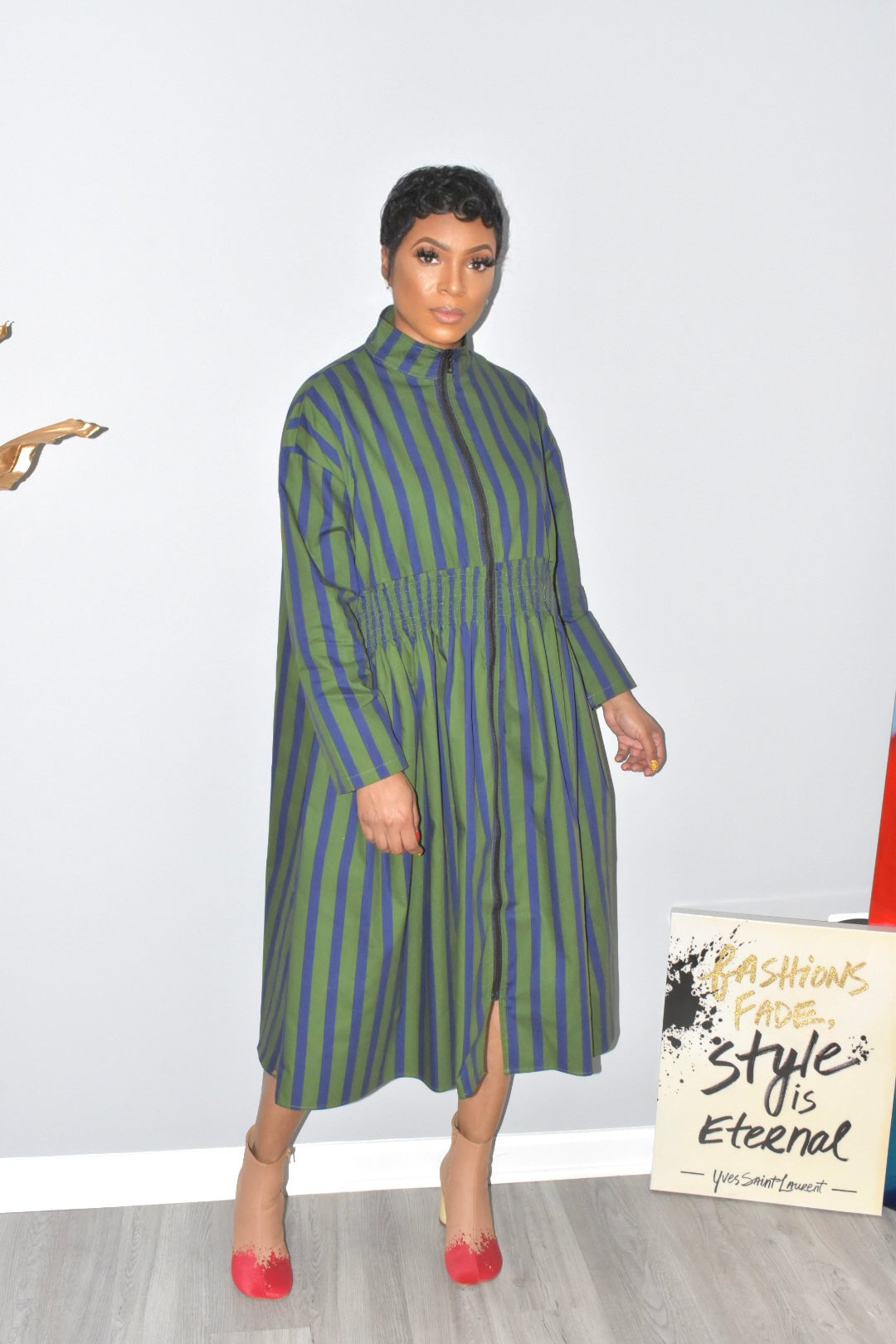 Sia Striped Zipper Dress