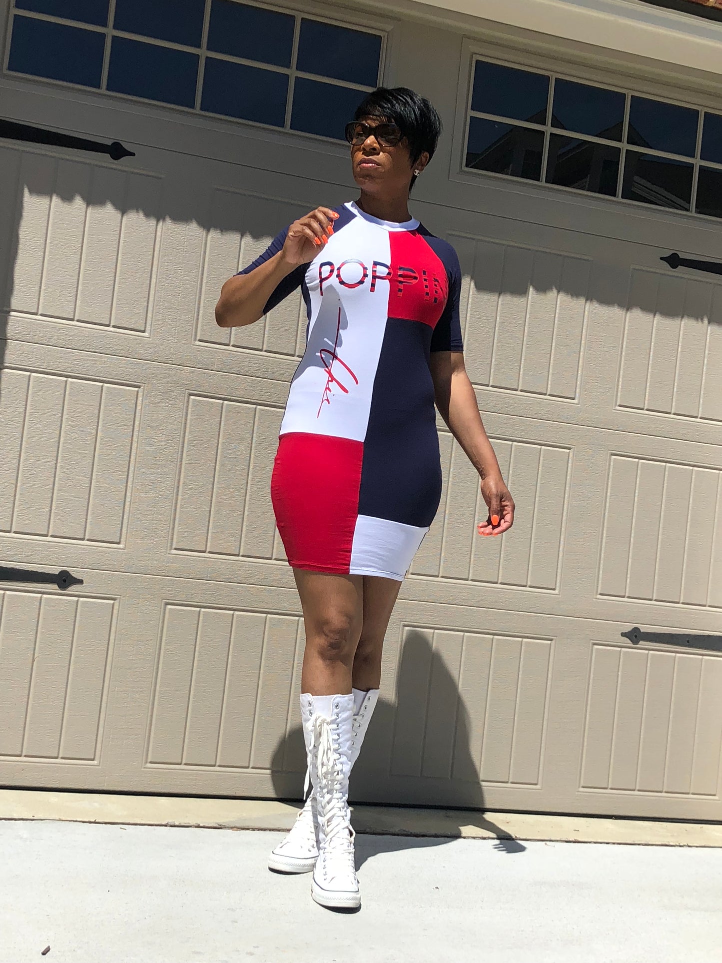 POPPIN Color Block Fitted Dress