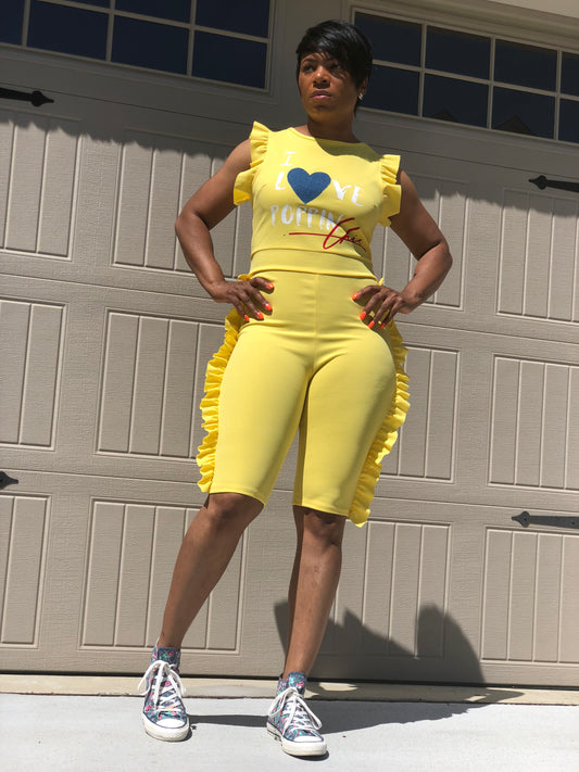 I Love POPPIN Chic Ruffled Short Romper (Yellow)