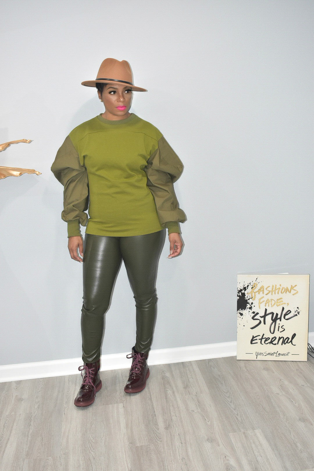 Green Puff Sleeved Top