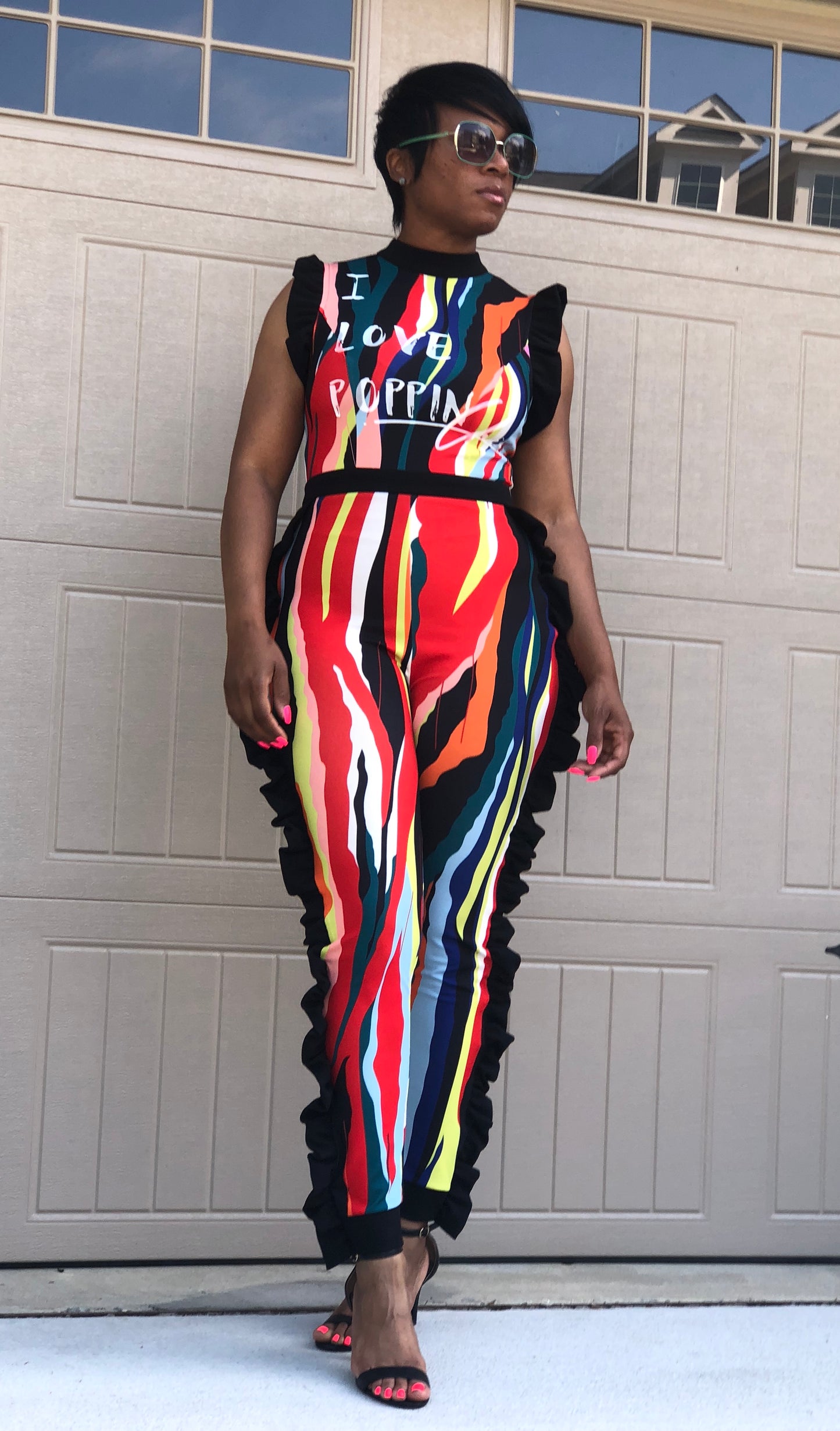 I Love POPPIN Chic Rainbow Ruffled Jumper